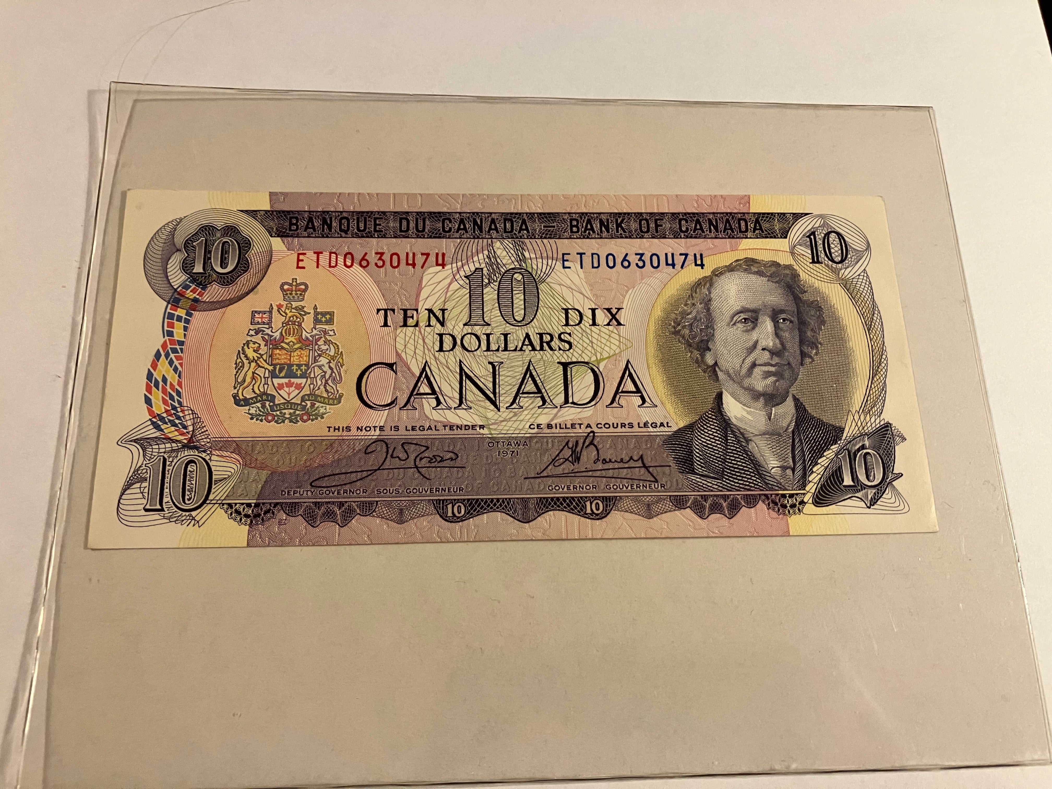 10 Dollar Canada banknote 1971