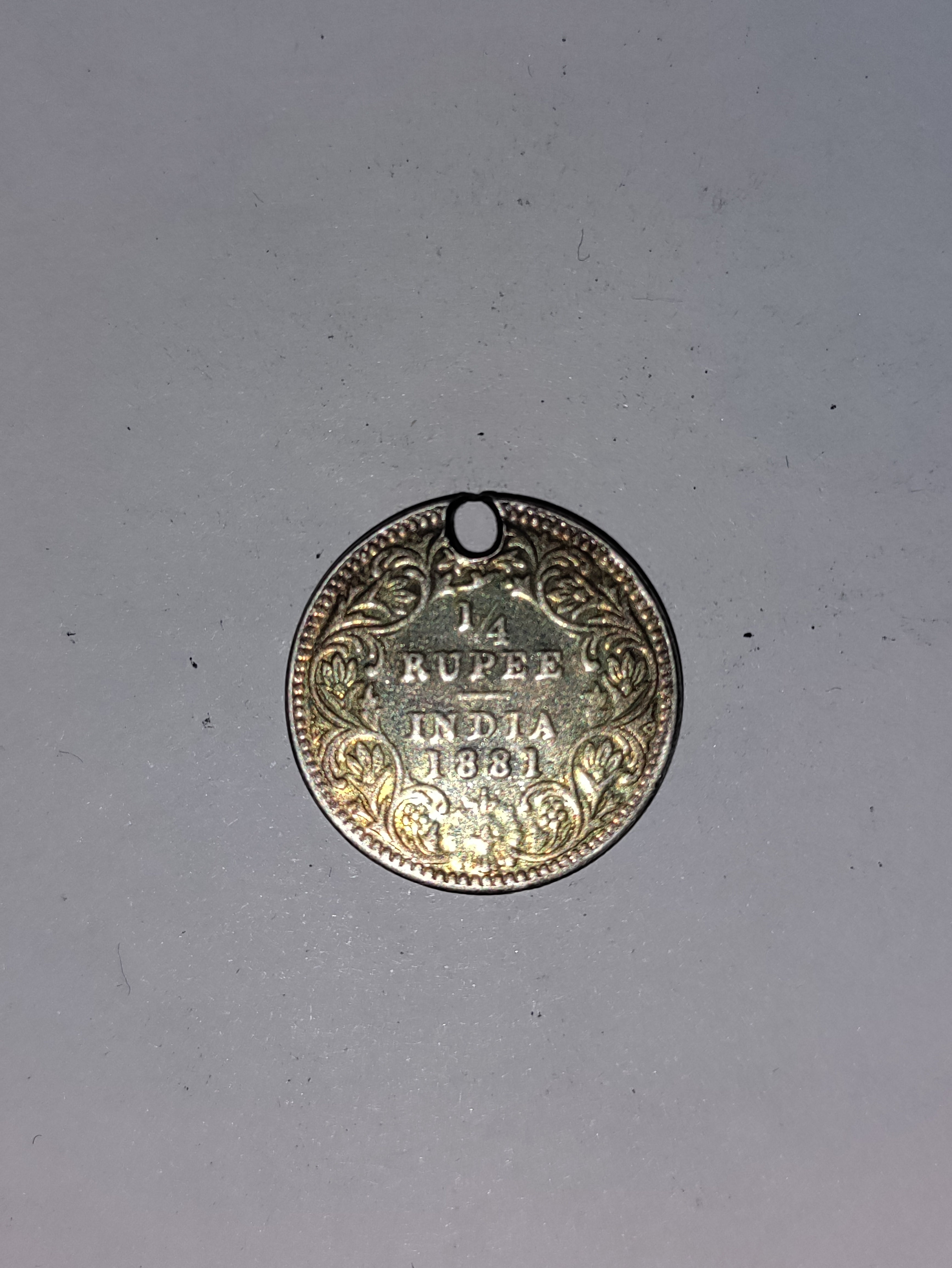 1/4 Rupee India 1881 - Dårlig stand