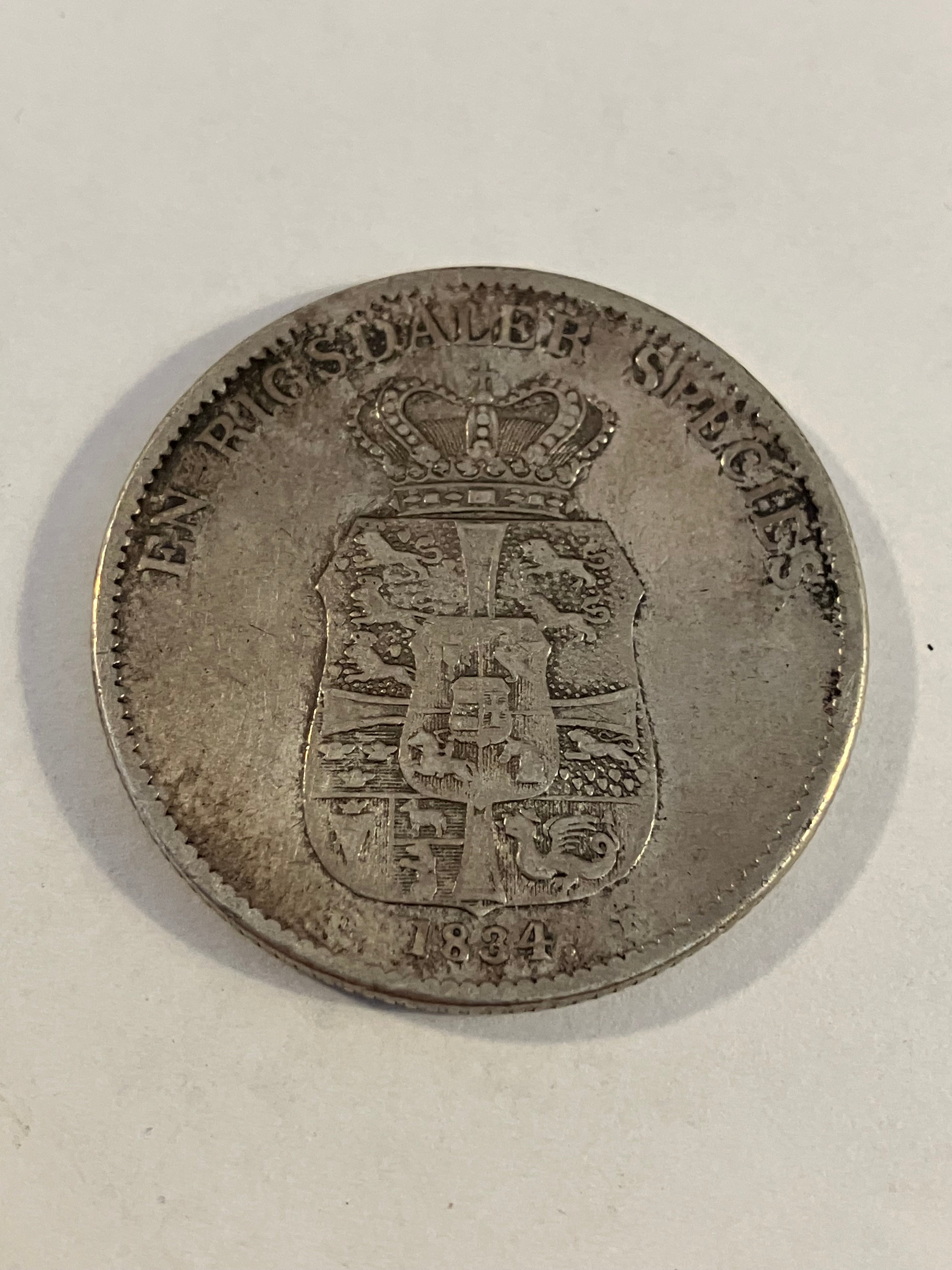 1 Rigsdaler Species 1834 Denmark