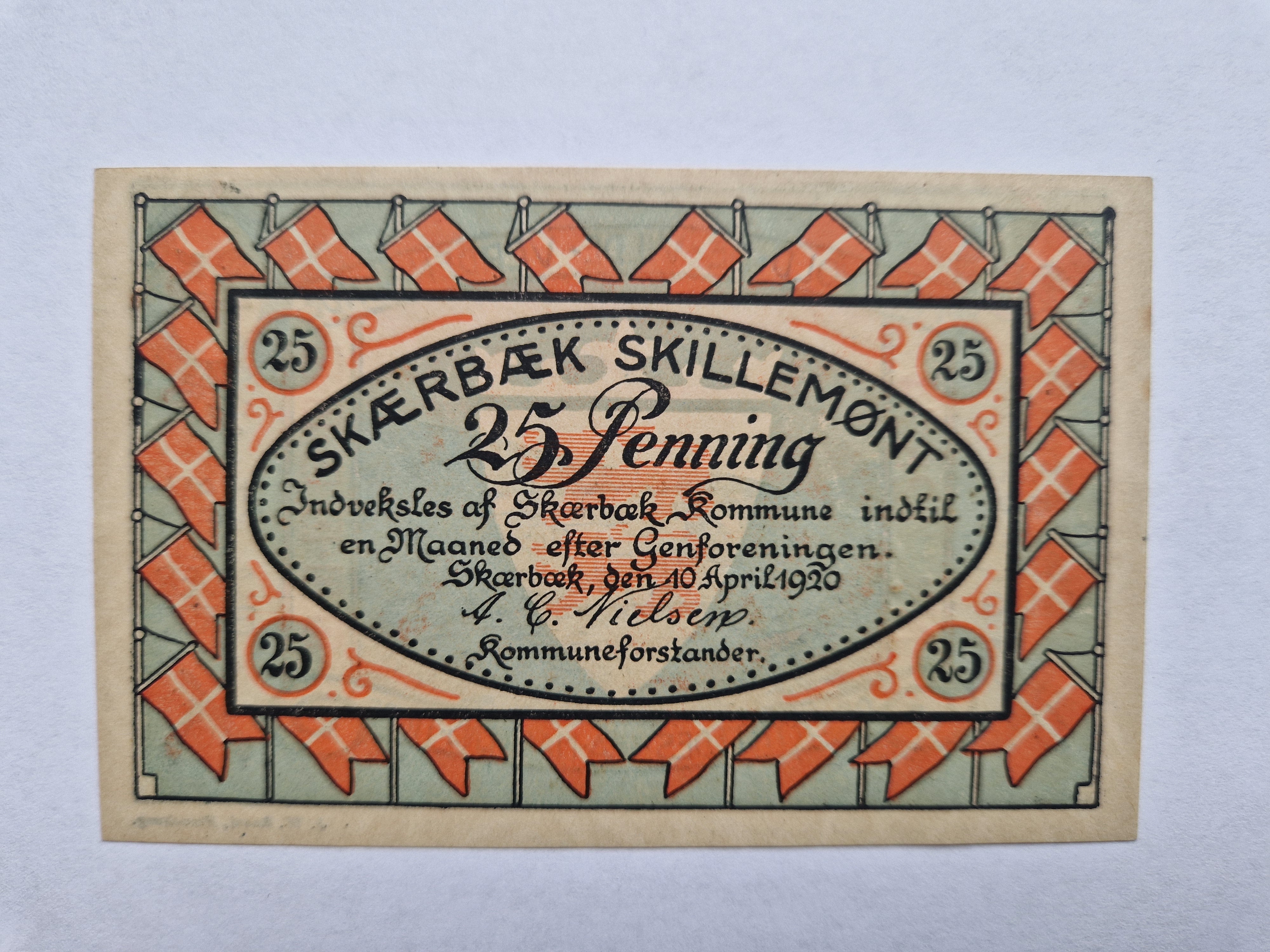 25 Pfennig Skærbæk Skillemønt 1920