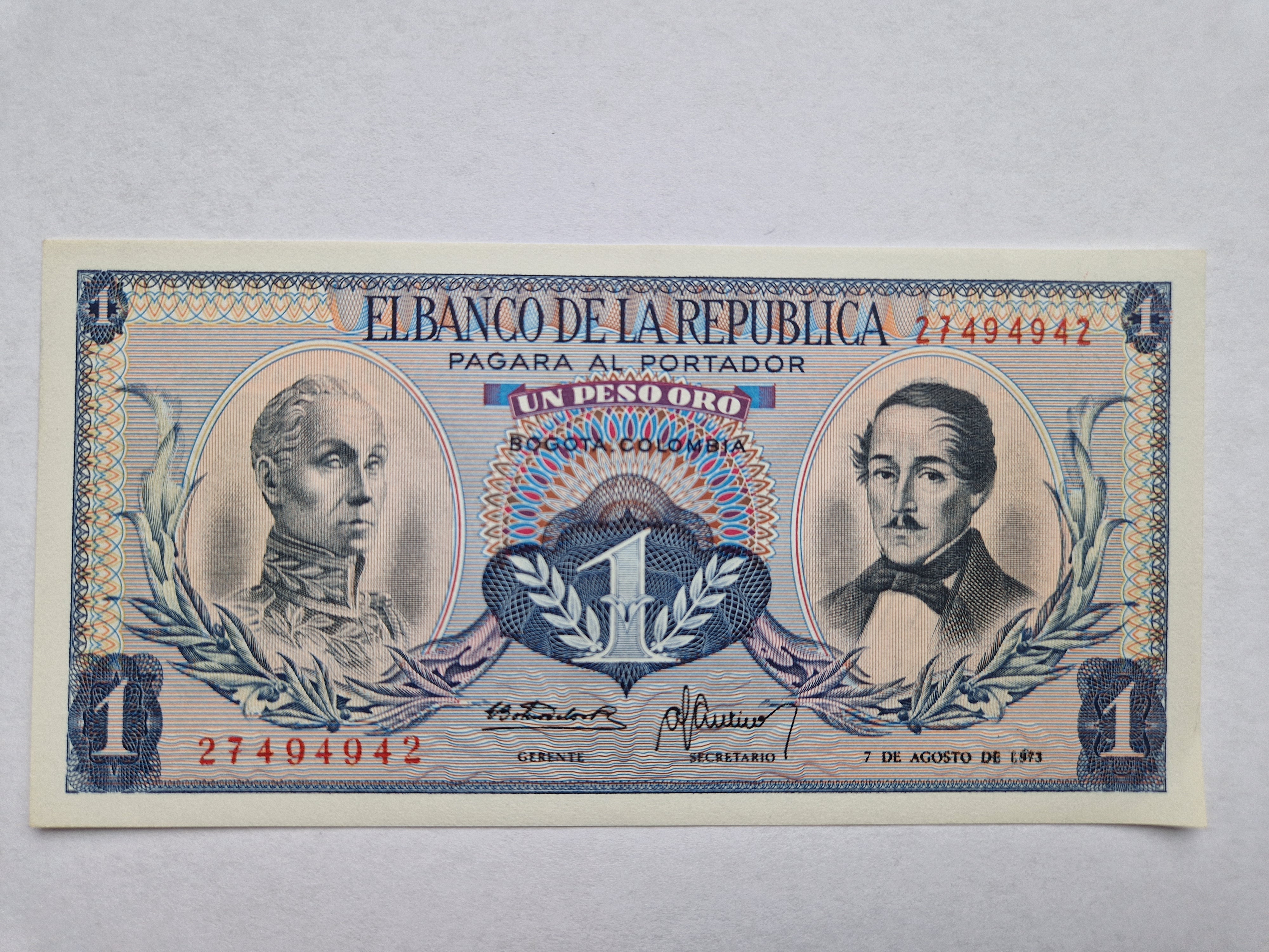 Un Peso Oro Colombia 1973