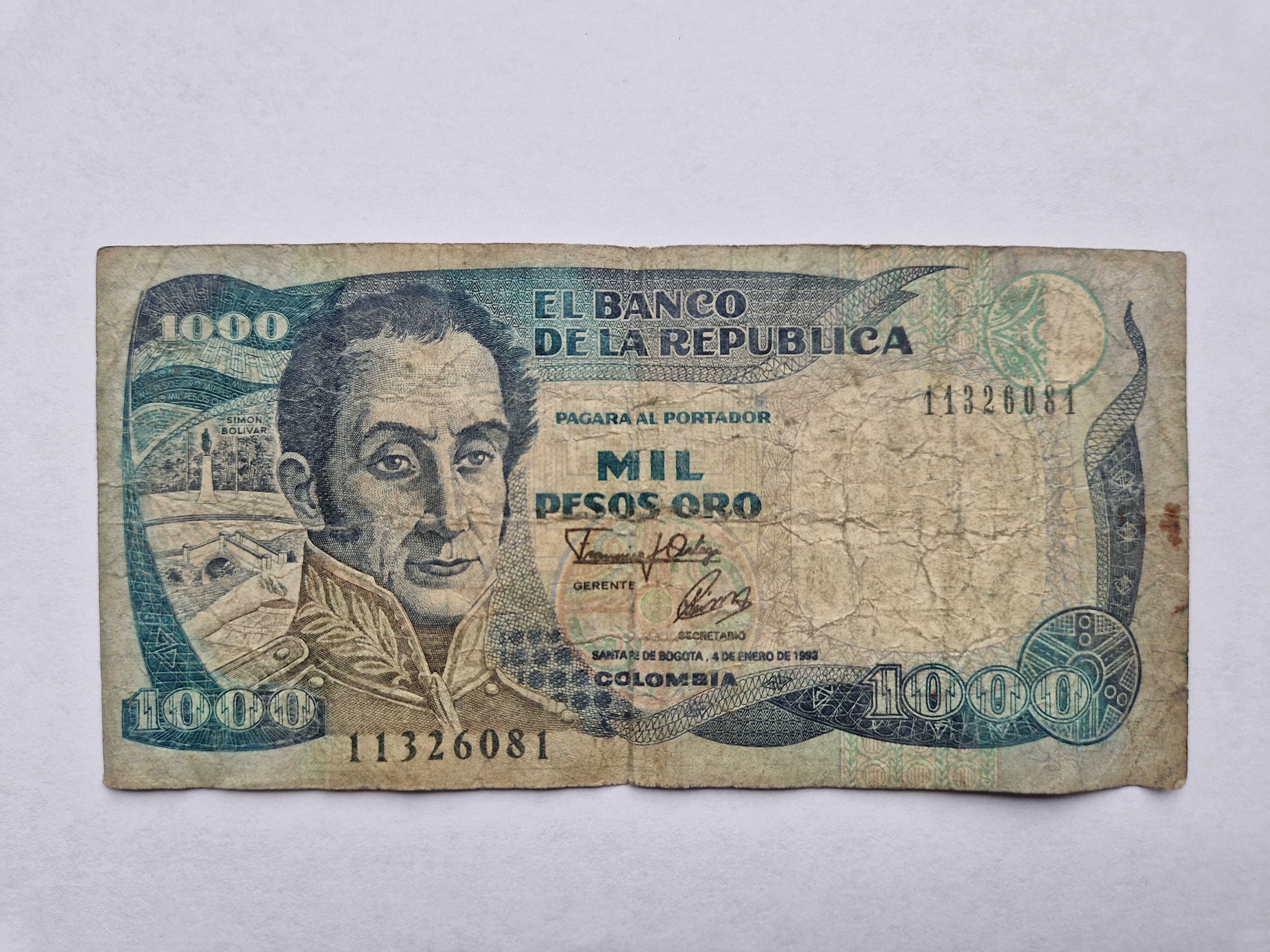 1000 Pesos Oro 1993 Colombia