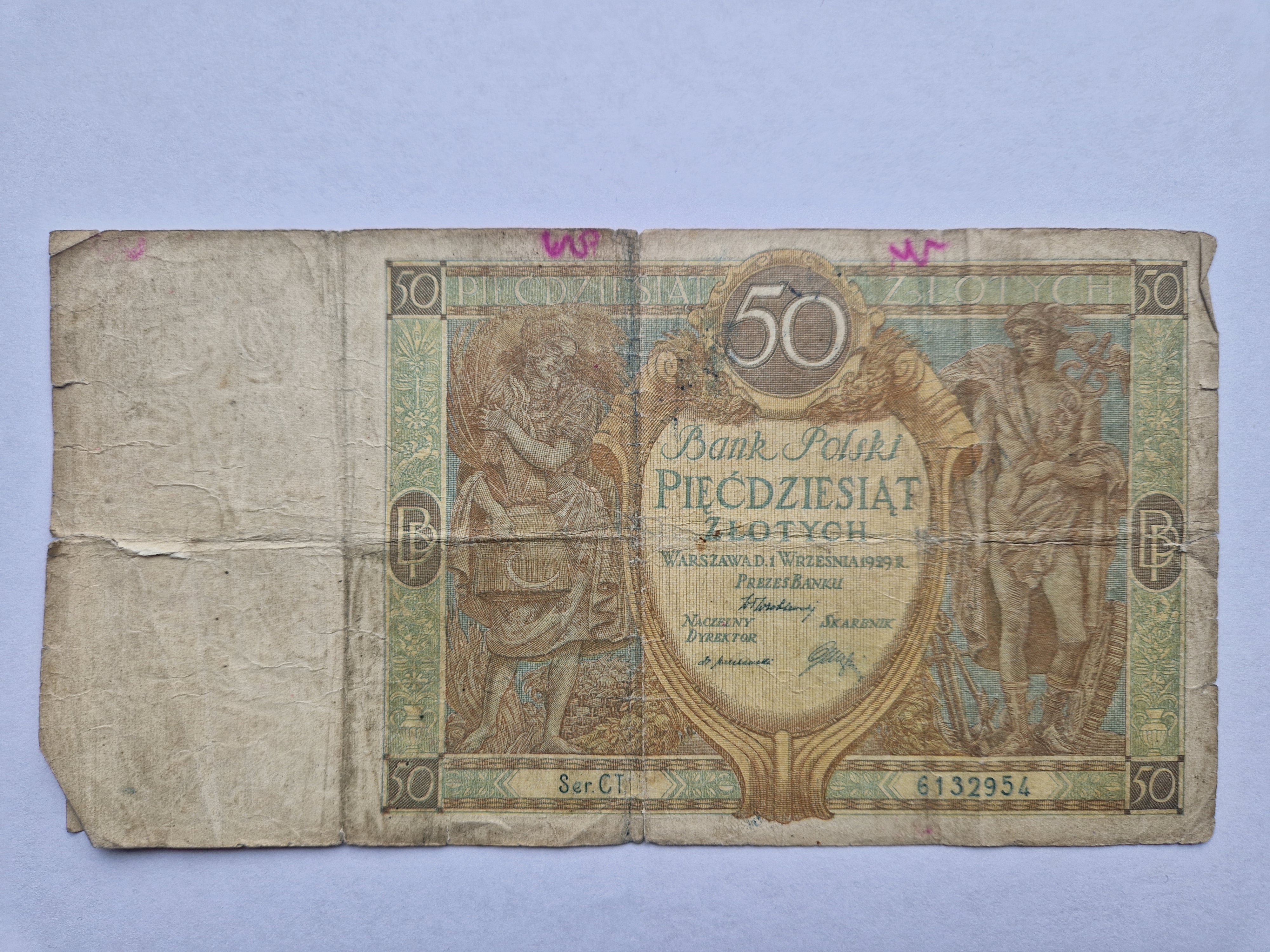 50 Zlotych 1929 Poland - Very bad condition