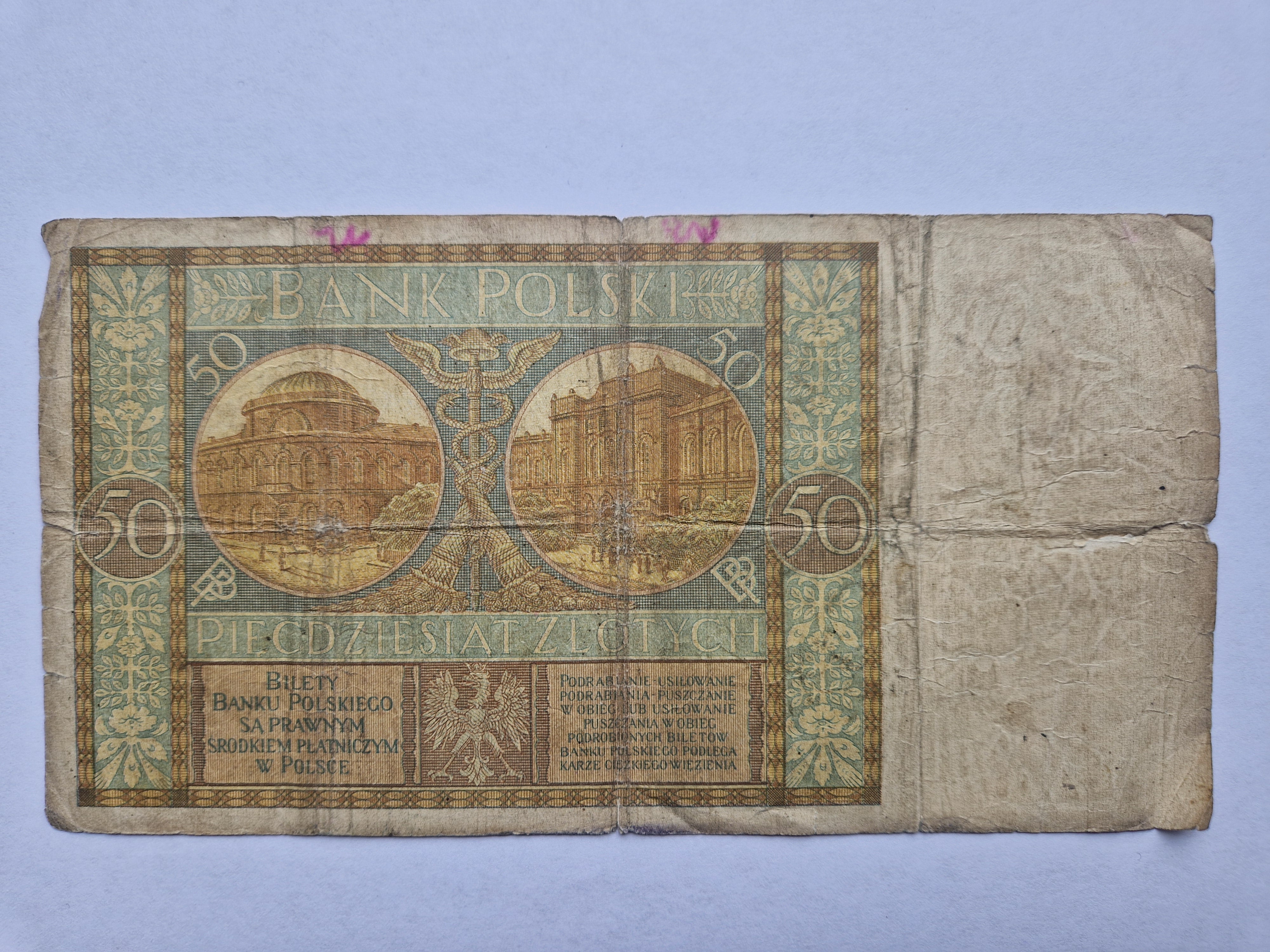 50 Zlotych 1929 Poland - Very bad condition