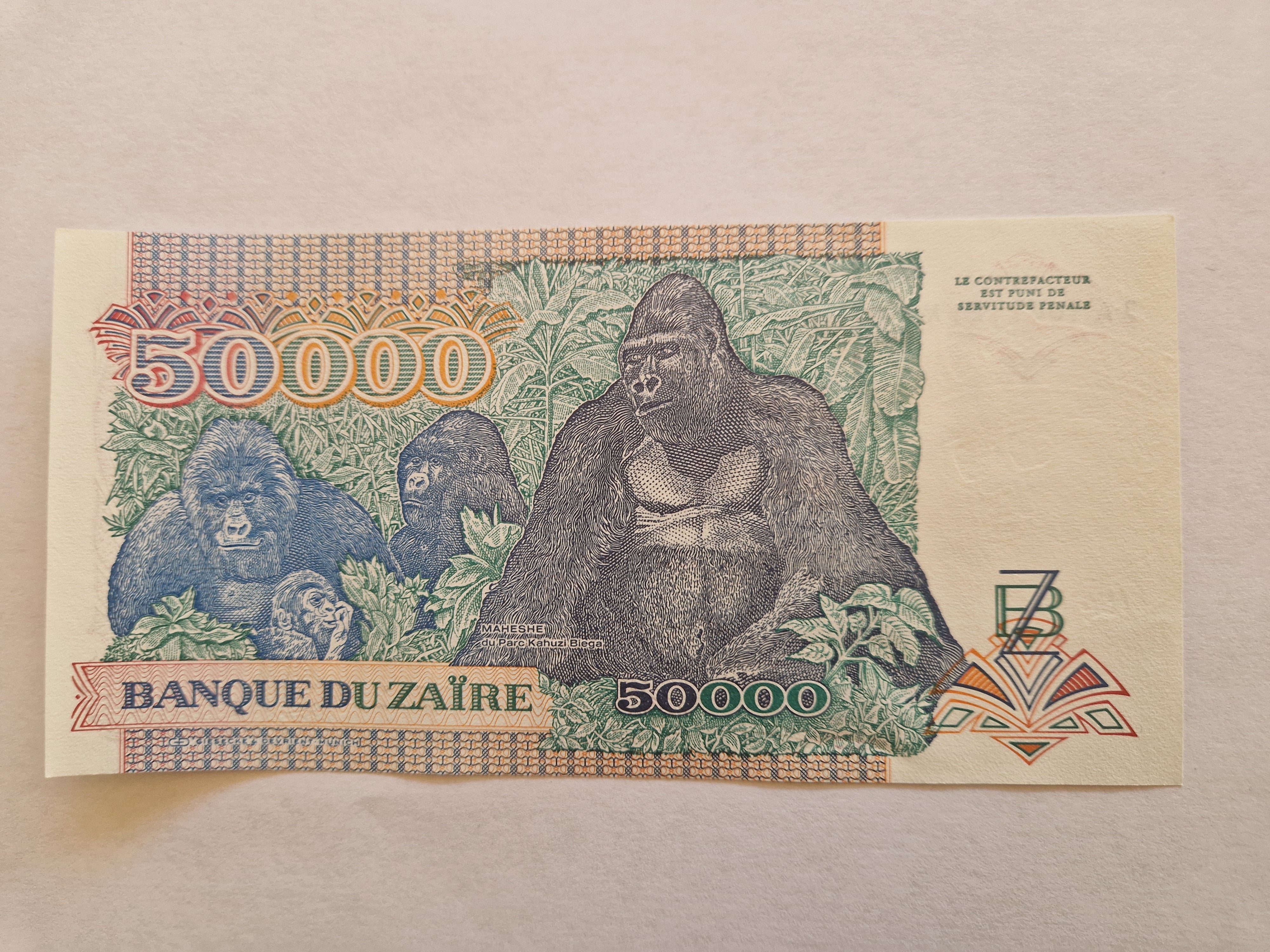 50000 Zaires Zaire 1991