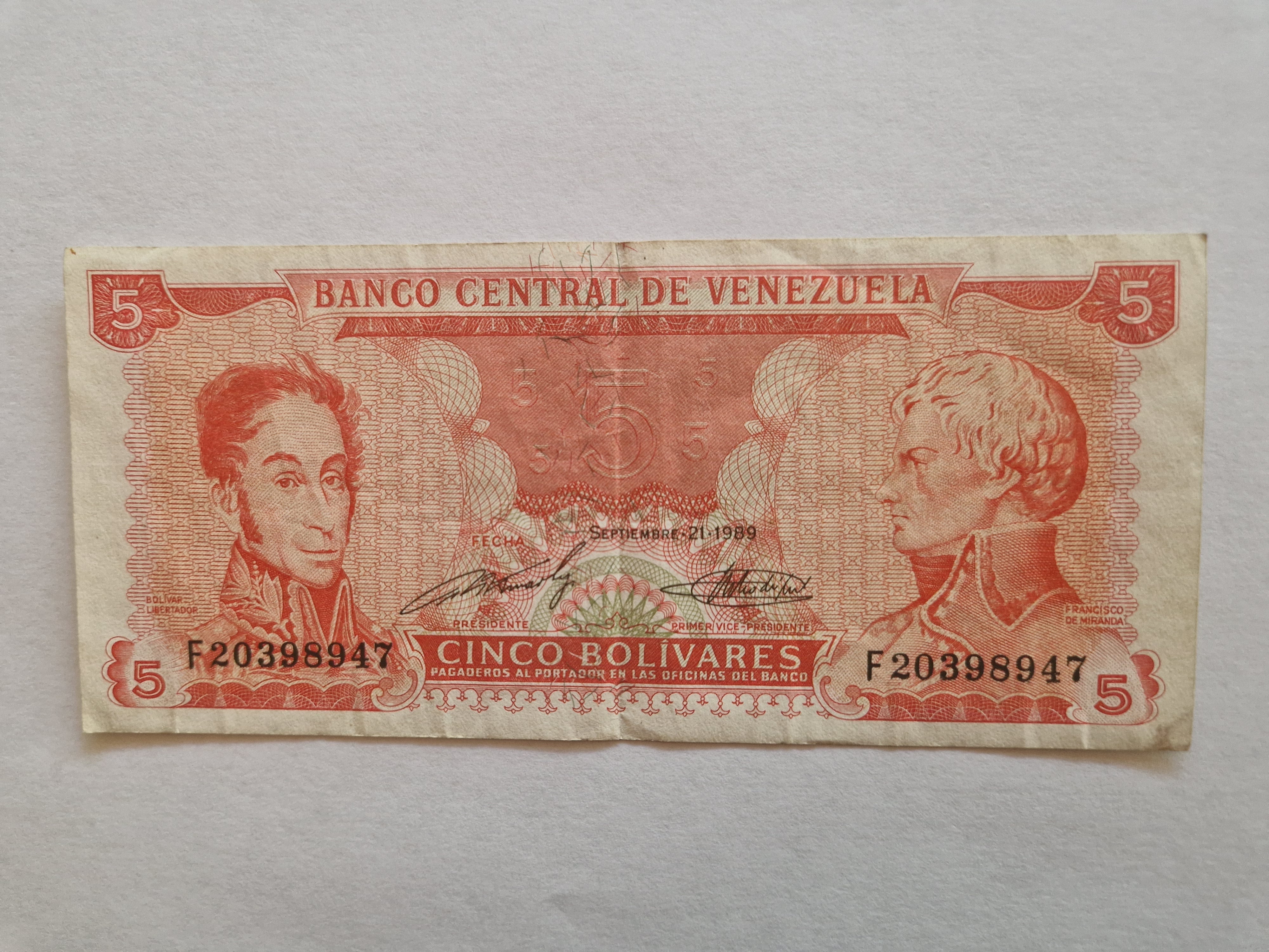 5 Bolivares 1989 Venezuela