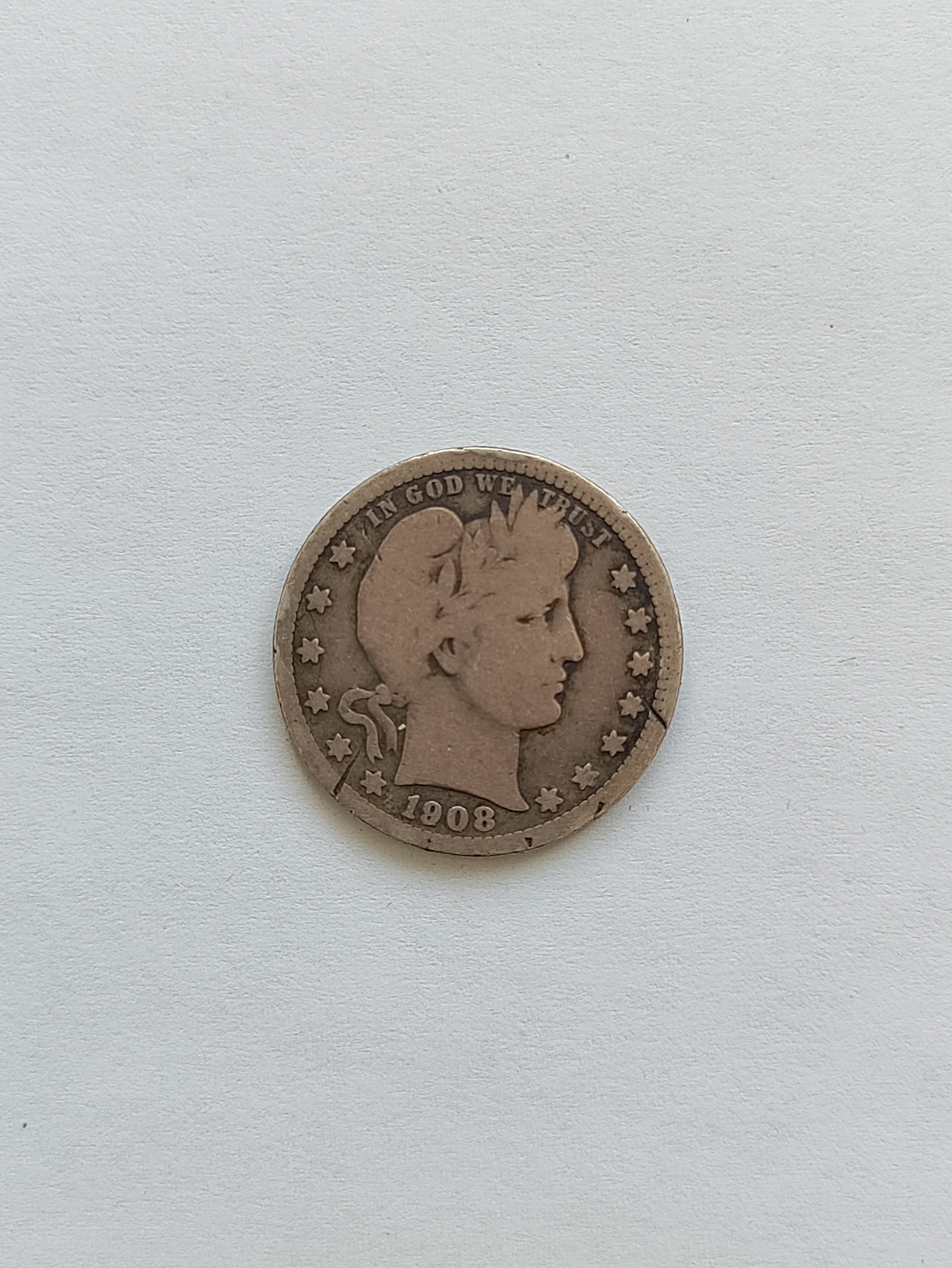 Quarter Dollar 1908 USA - Dårlig stand