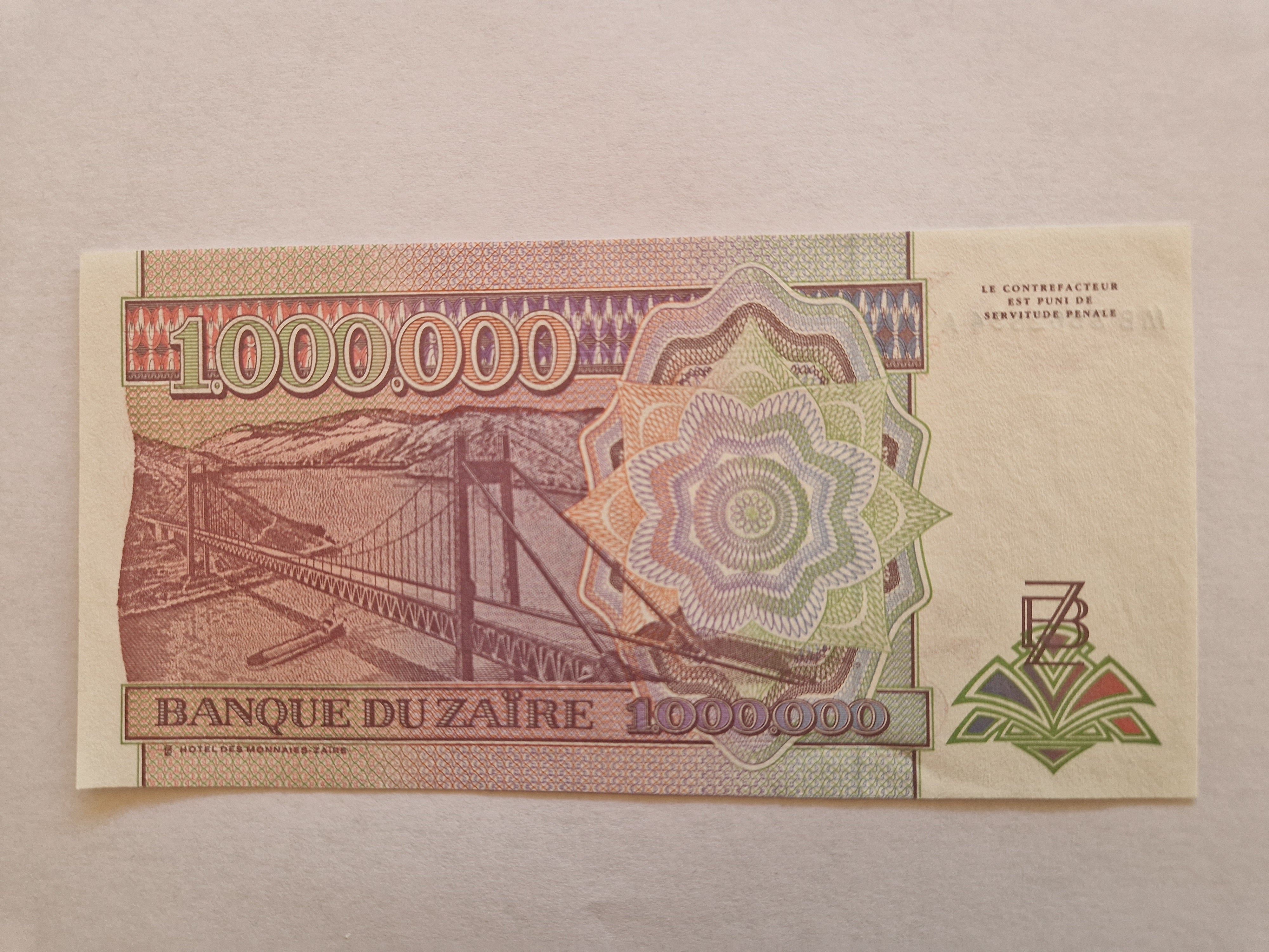 1.000.000 Zaires Zaire 1993