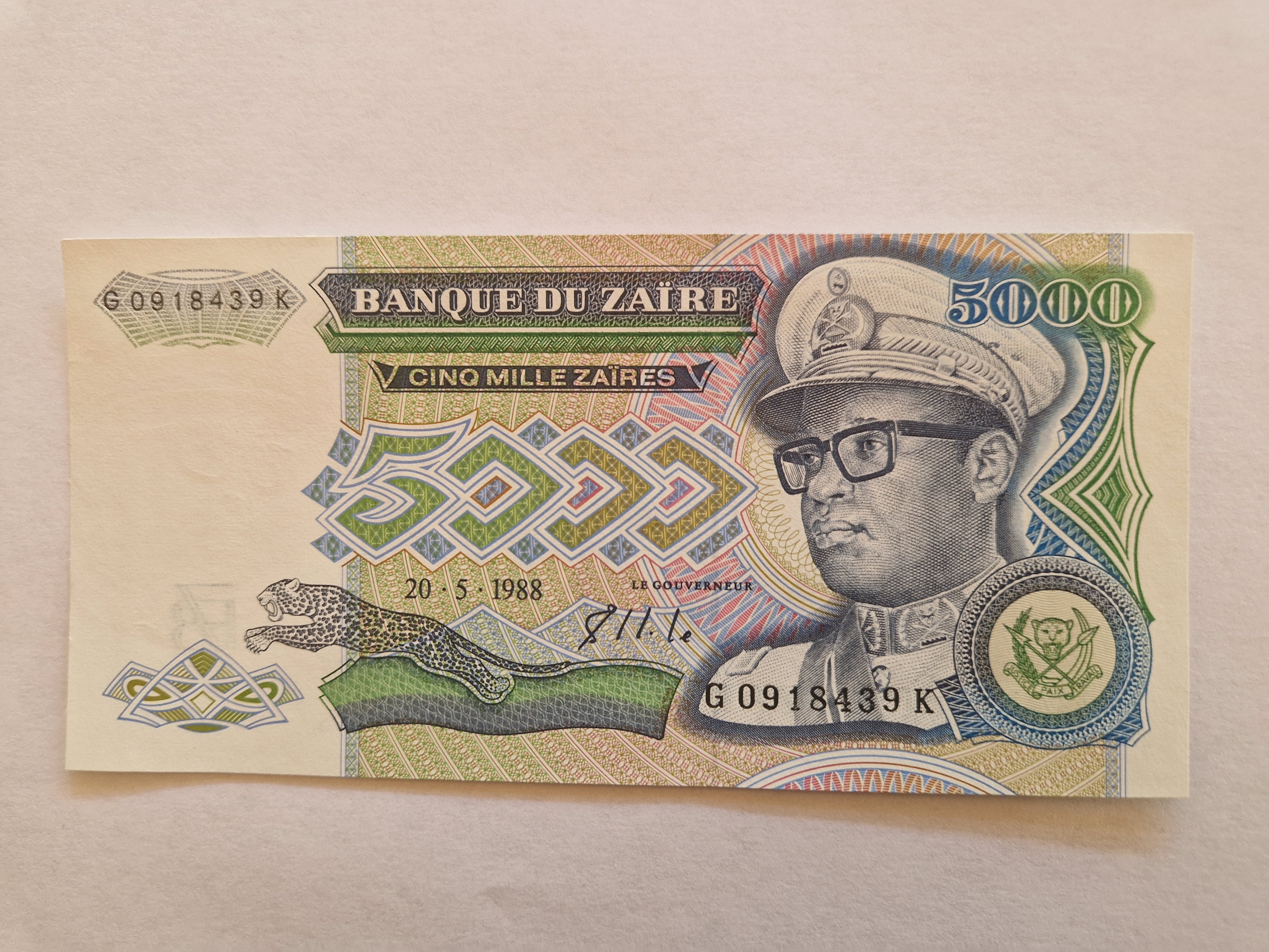 5000 Zaires Zaire 1988