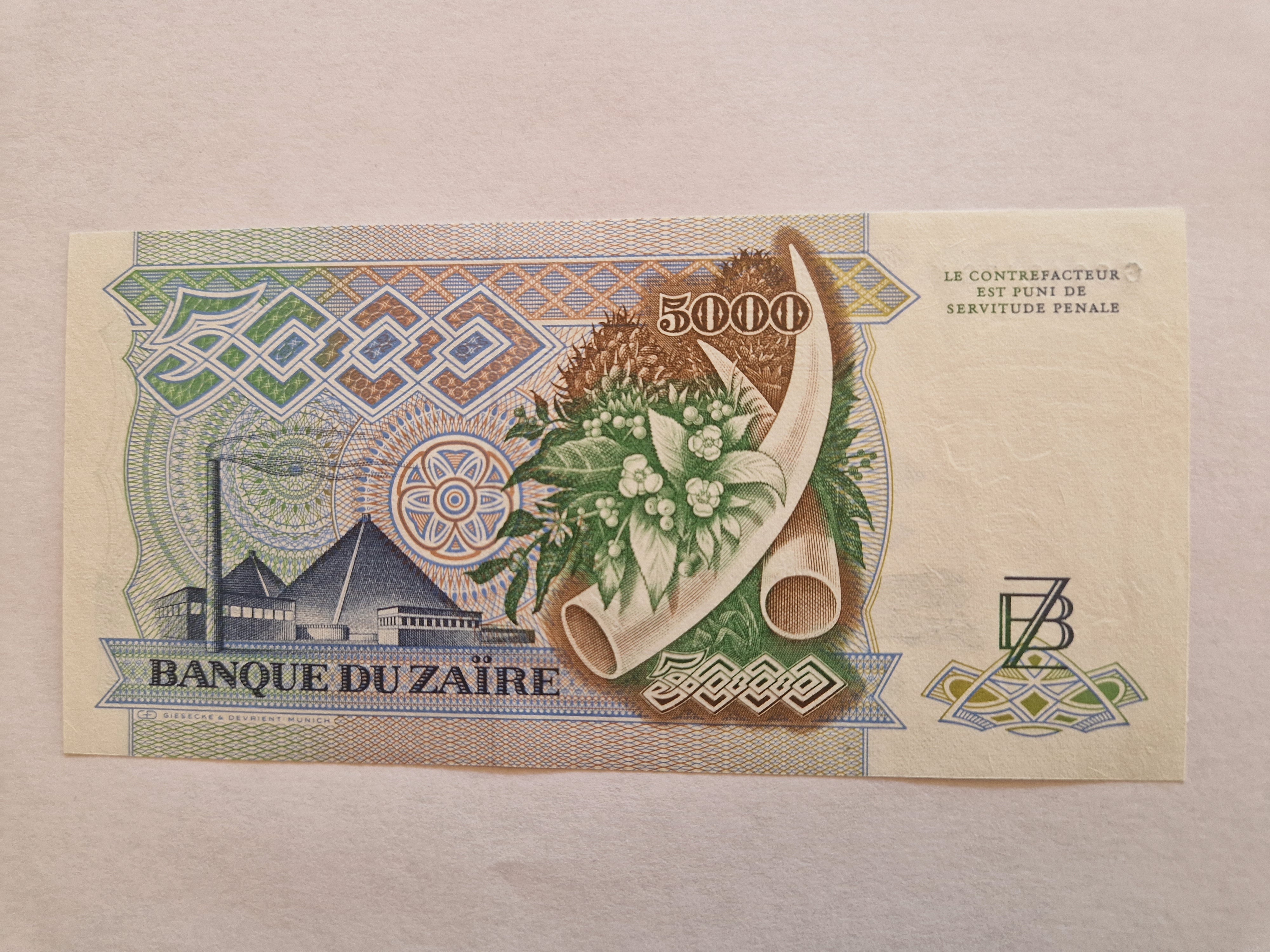 5000 Zaires Zaire 1988