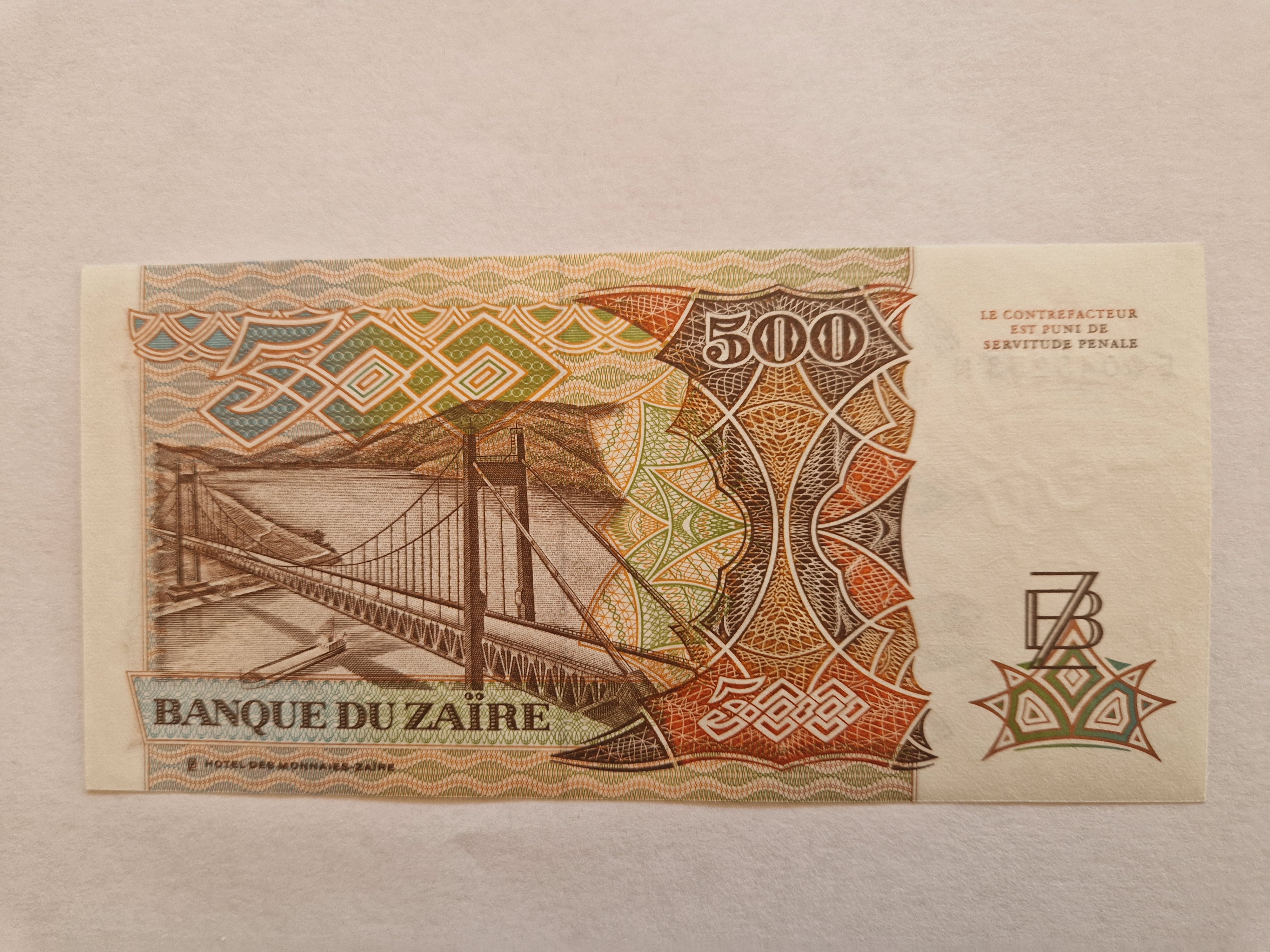 500 Zaires Zaire 1989