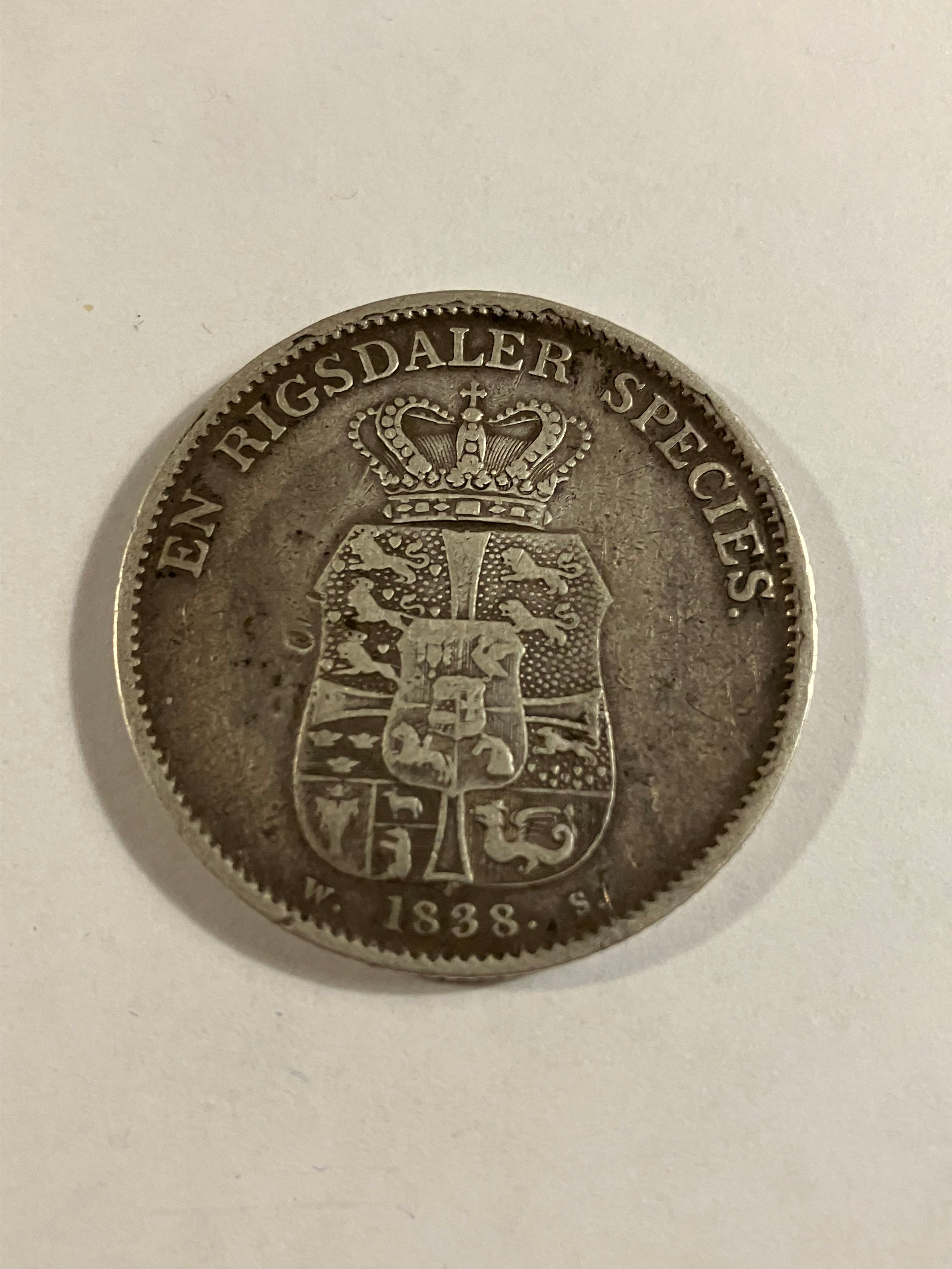 En rigsdaler species 1838 Denmark