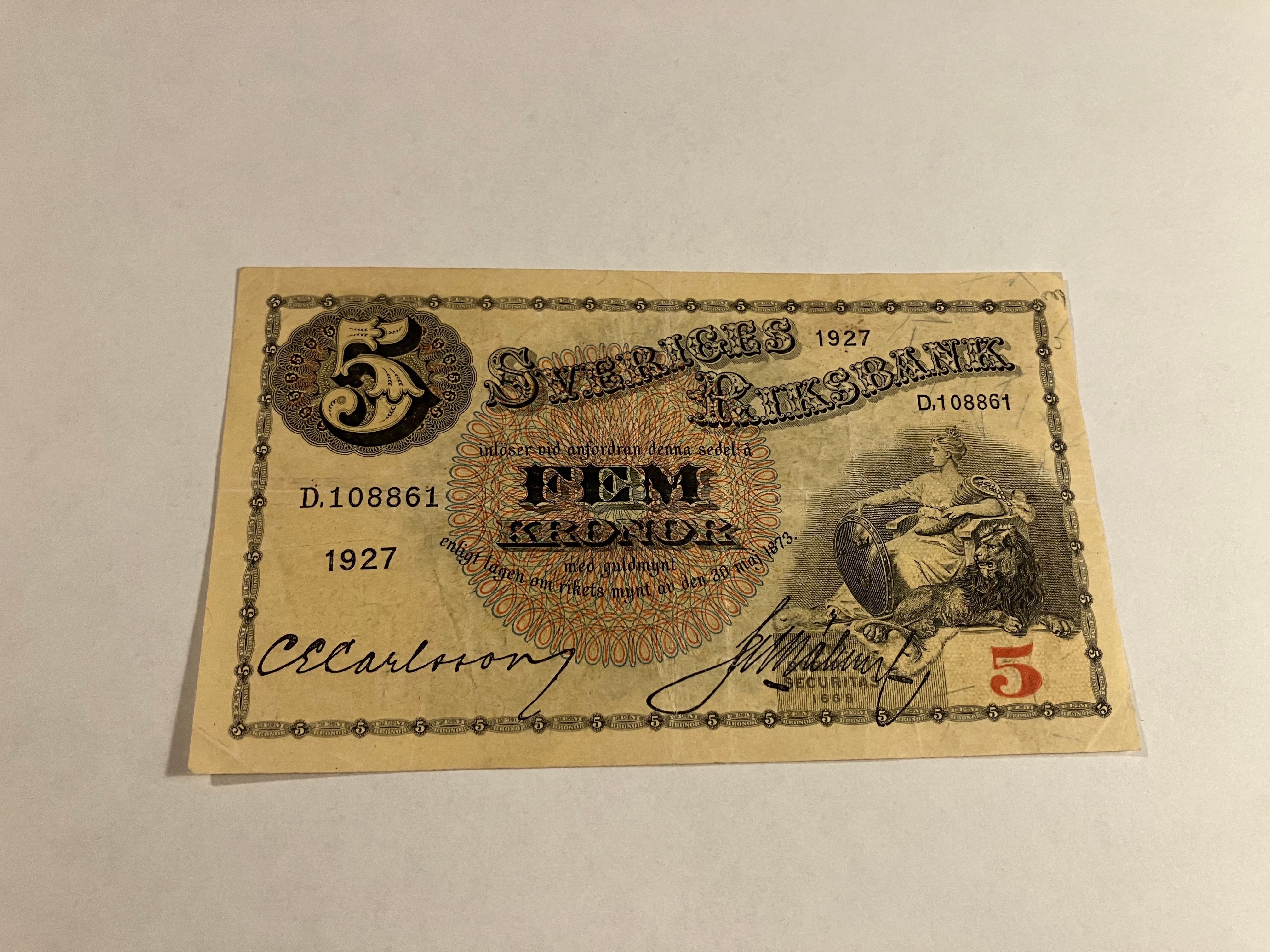 Fem Kronor Sweden 1927