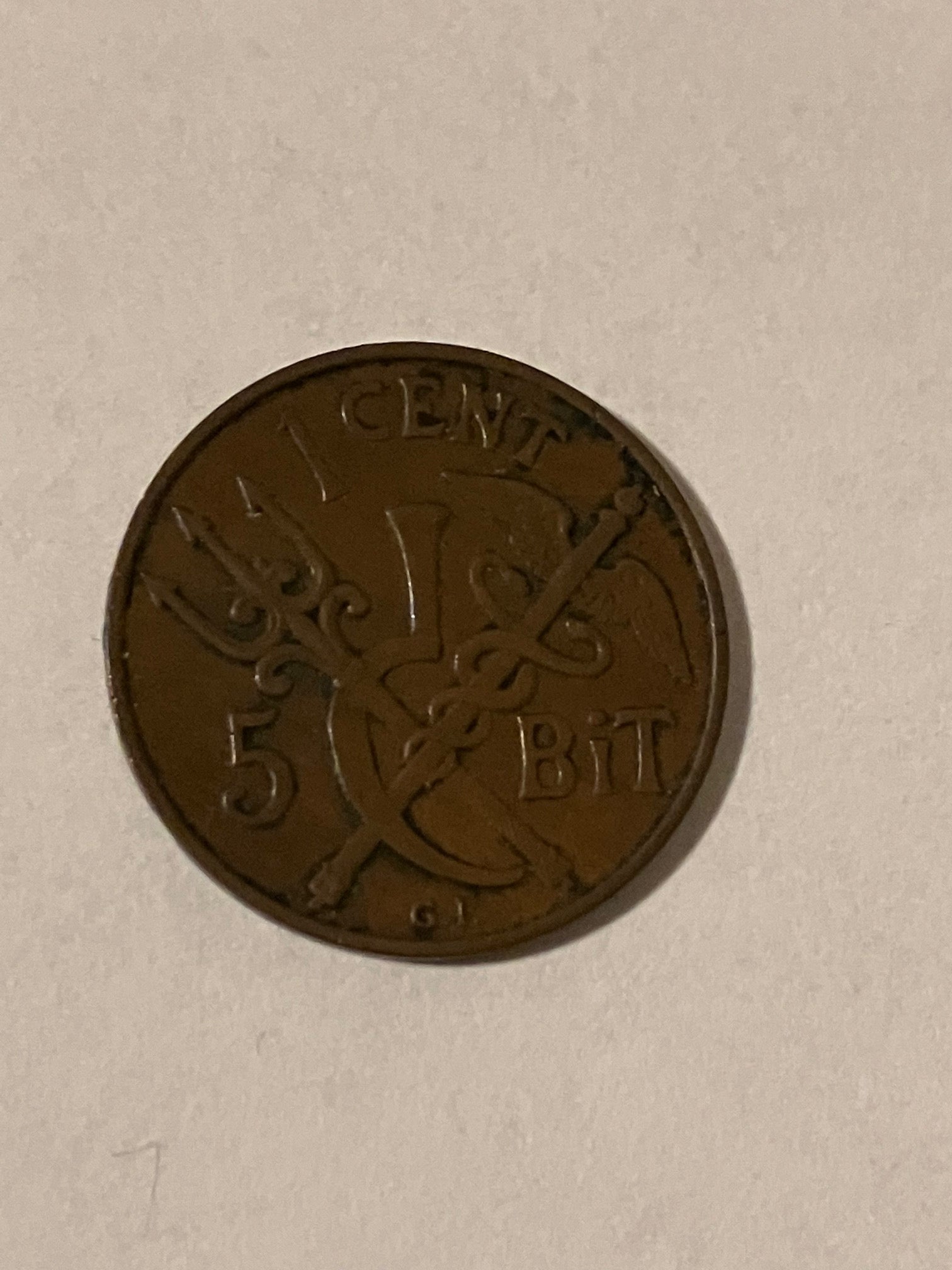 1 Cent 5 Bit Dansk Vestindien 1905