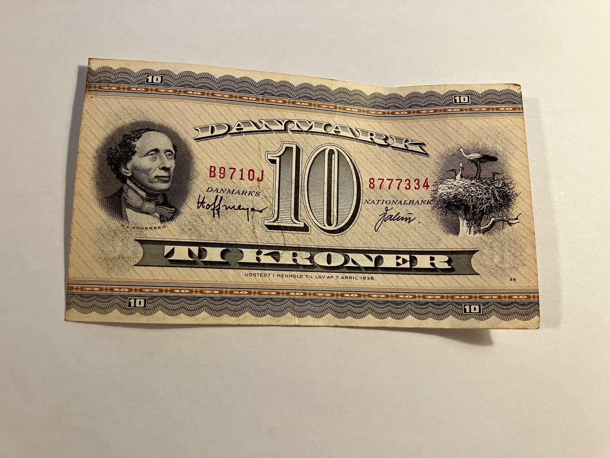 10 Kroner 1971 Erstatningsseddel - Dårlig stand