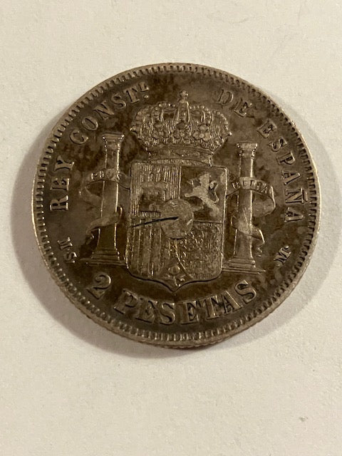 2 Pesetas 1882 Spain