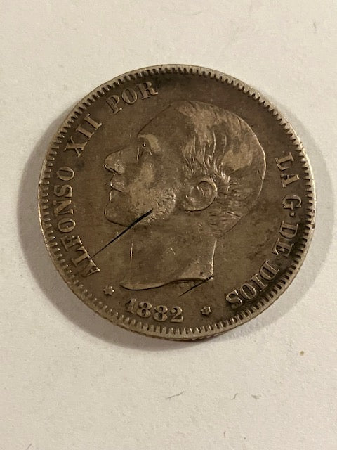 2 Pesetas 1882 Spain
