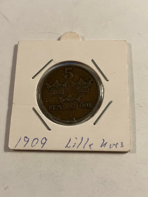 5 øre 1909 Small Cross Sweden