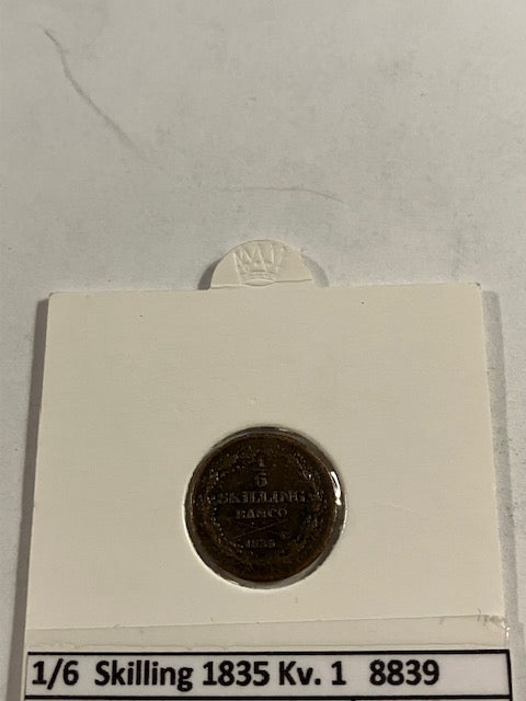 1/6 Skilling 1835 Sweden