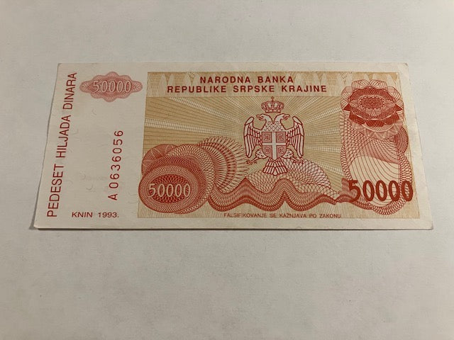 50000 Dinara Serbia 1993