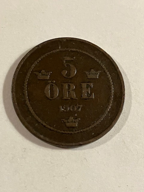 5 øre 1907 Sverige