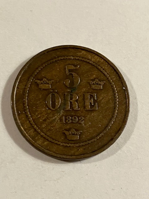 5 øre 1892 Sverige