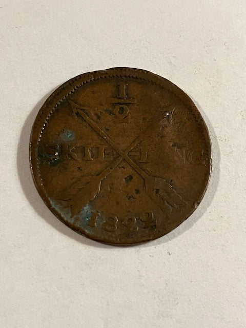 1/2 skilling 1822 Sverige