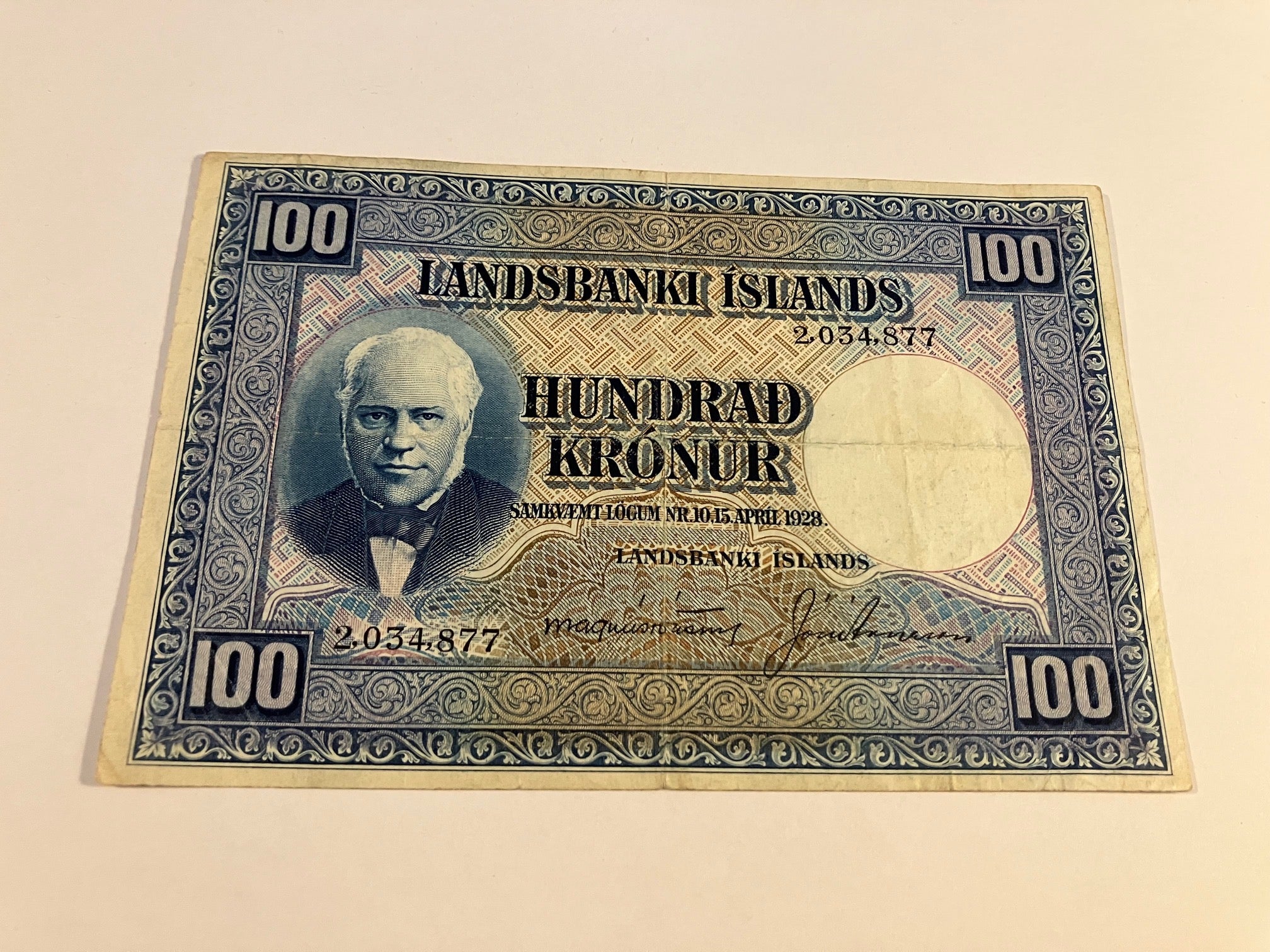 100 Kronur 1928 Iceland