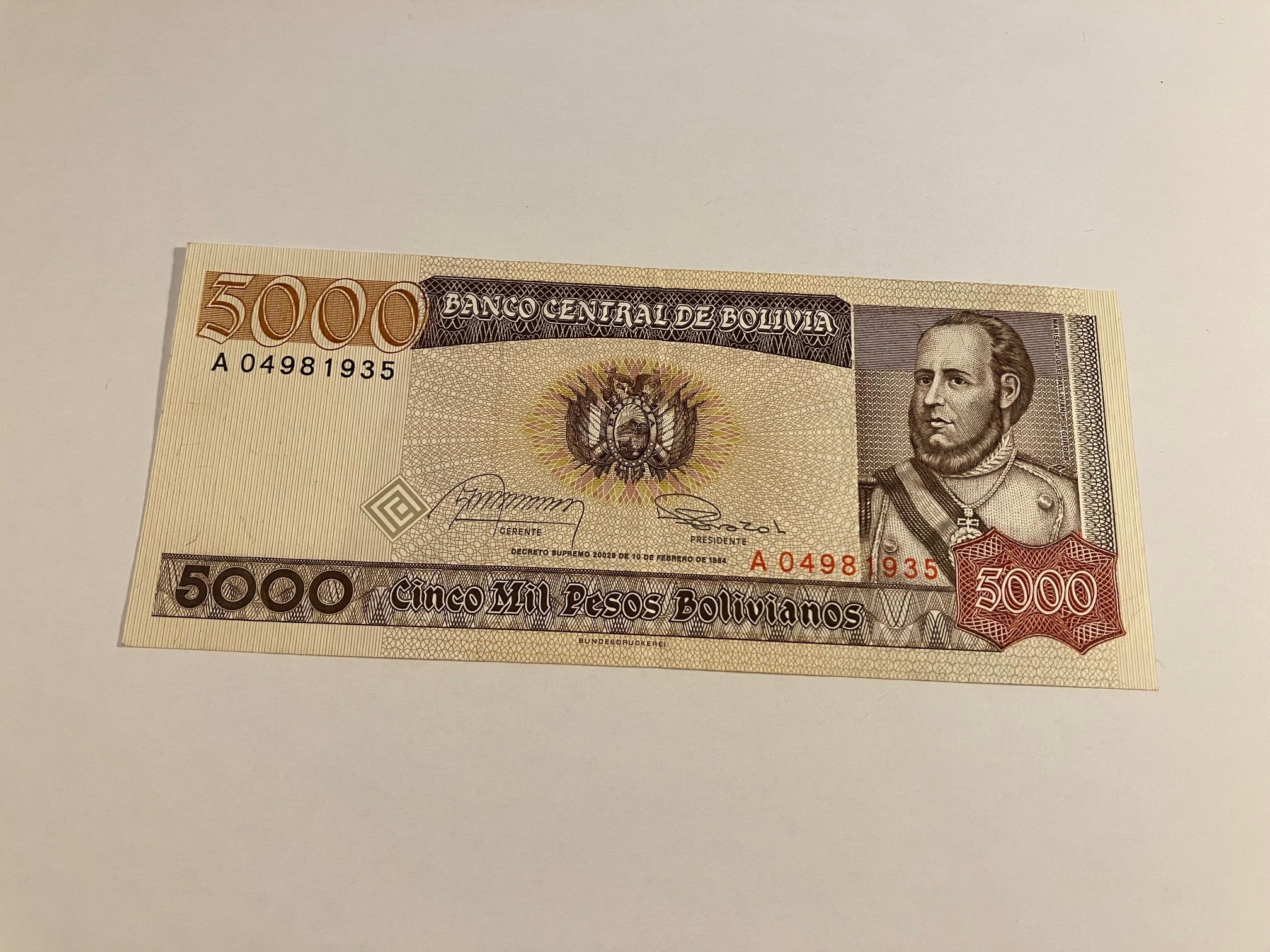 5000 Pesos Bolivia
