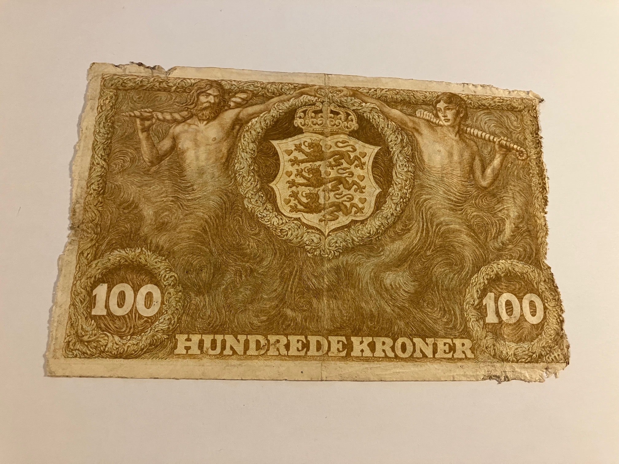 100 Kroner 1930 - Meget dårlig stand