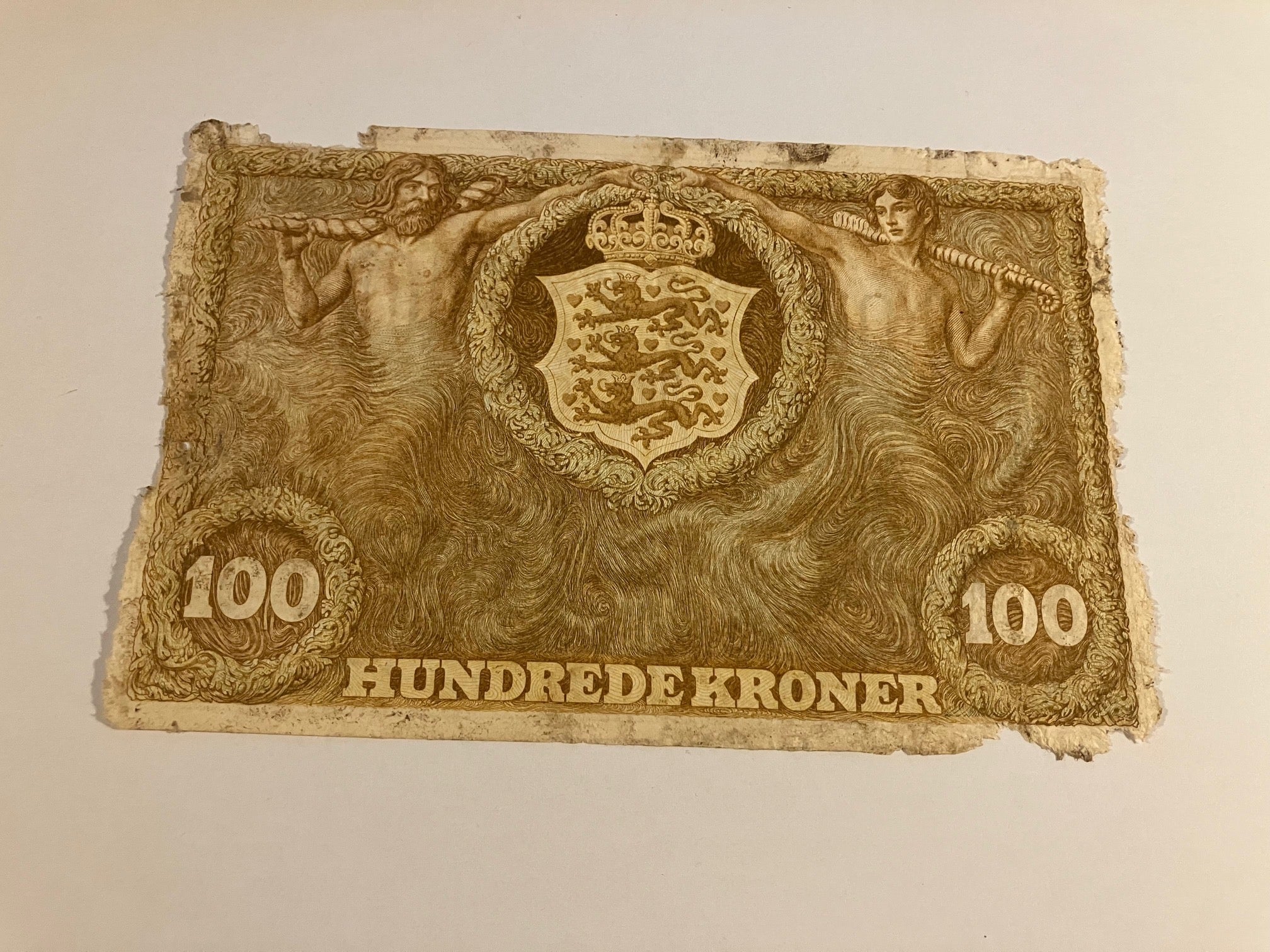 100 Kroner 1930 - Meget dårlig stand