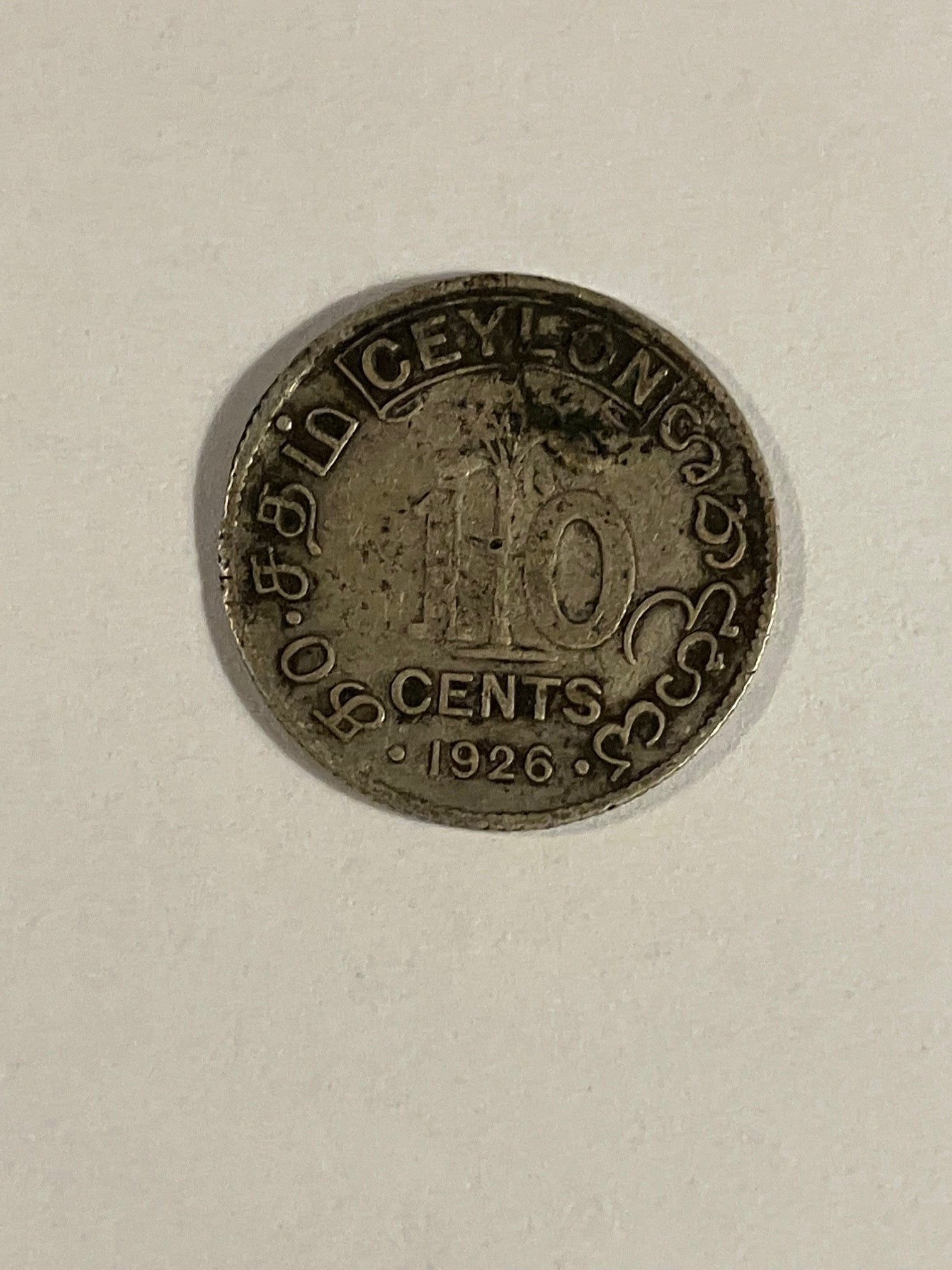10 Cents Ceylon 1926
