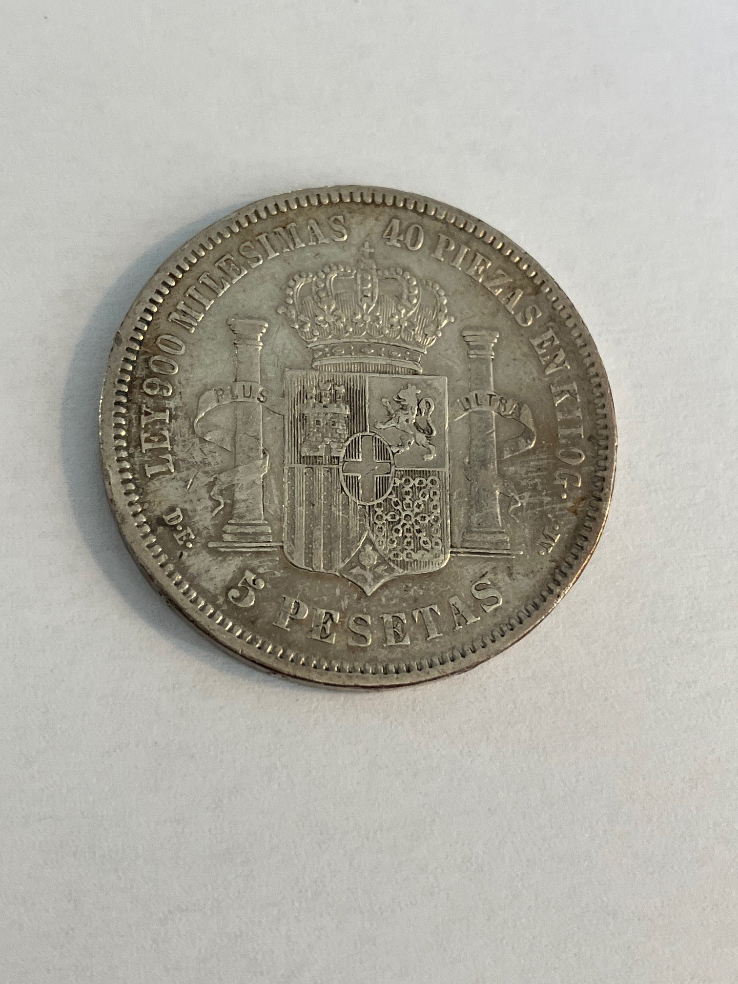5 Pesetas Spain 1871