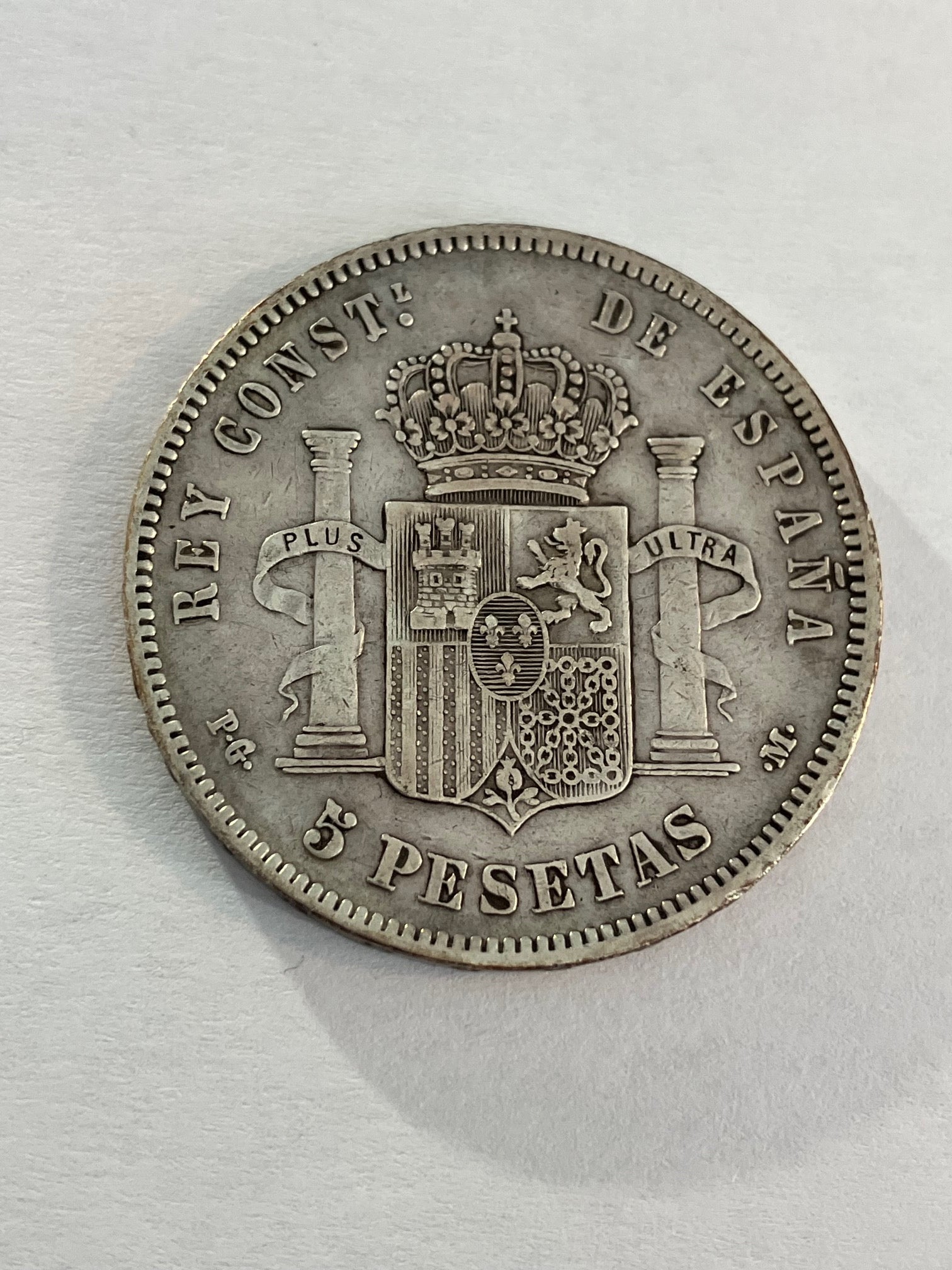 5 Pesetas 1892 Spain