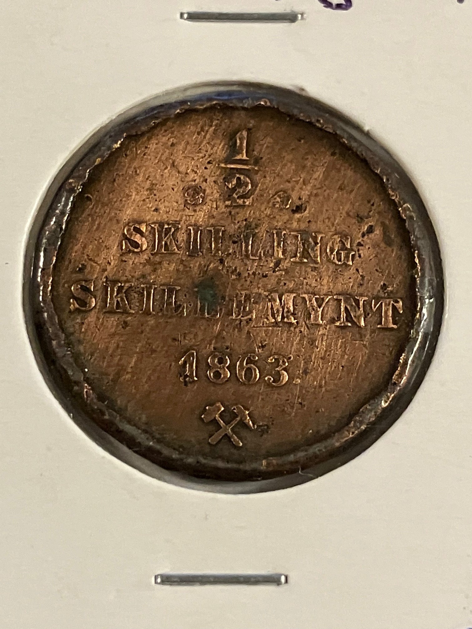 1/2 Skilling 1863 Norge - Dårlig stand