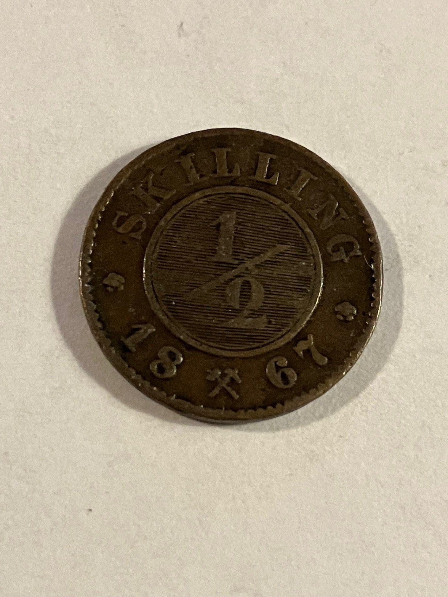 1/2 Skilling 1867 Norge