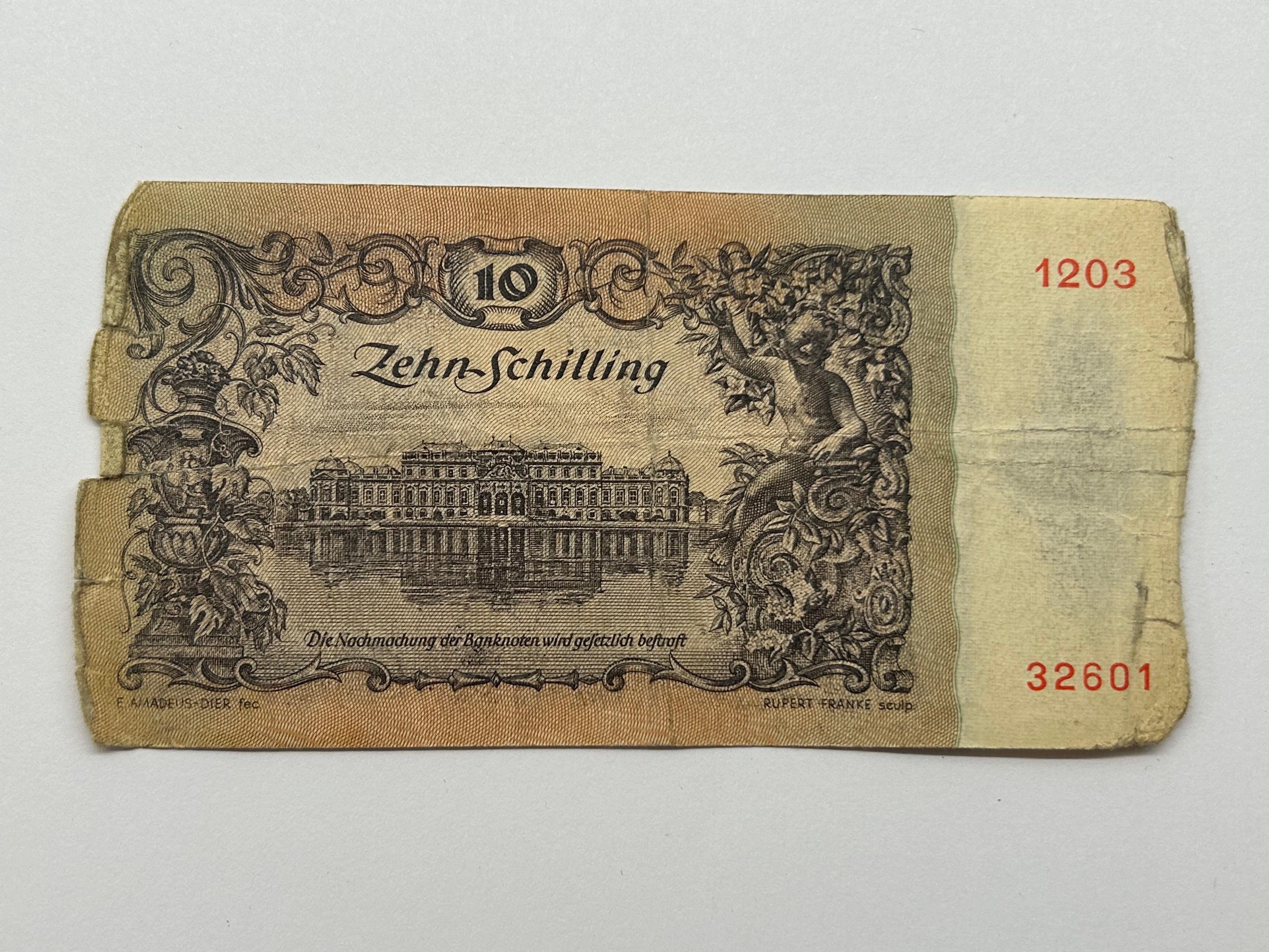 10 Schilling Austria 1950 - Meget slidt