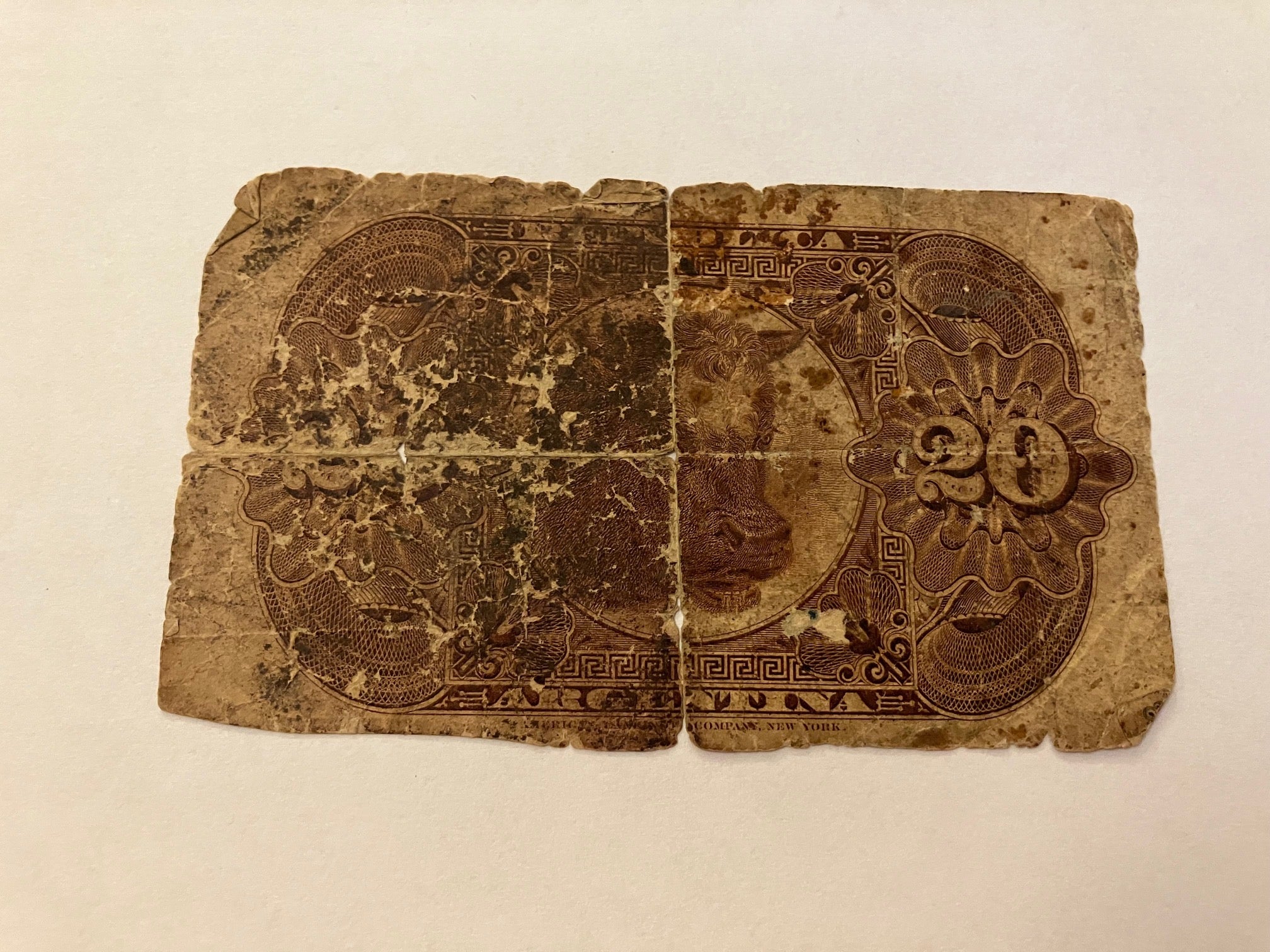 20 Centavos Argentina 1884 - Meget dårlig stand