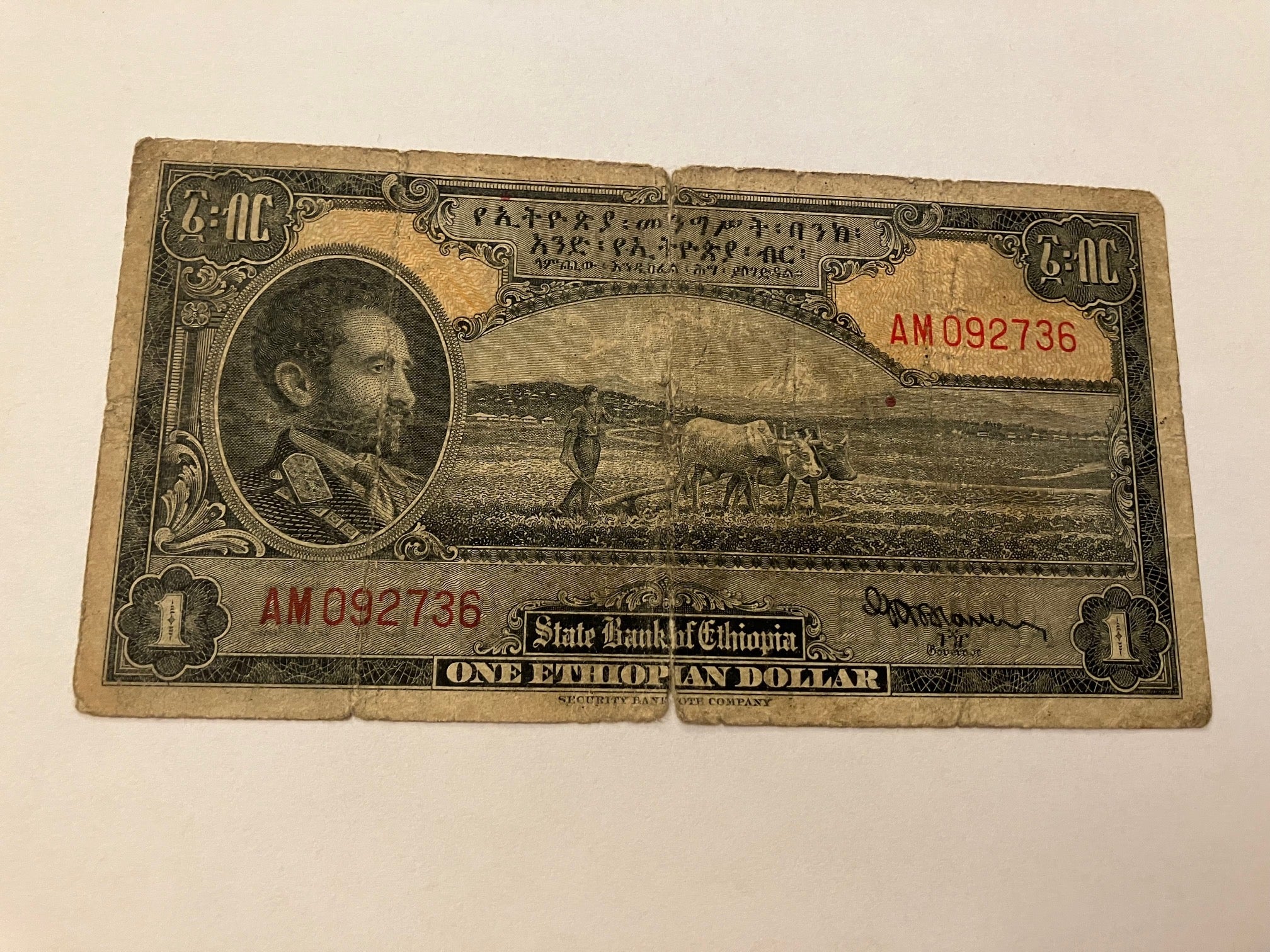 One Ethiopian Dollar - Meget slidt