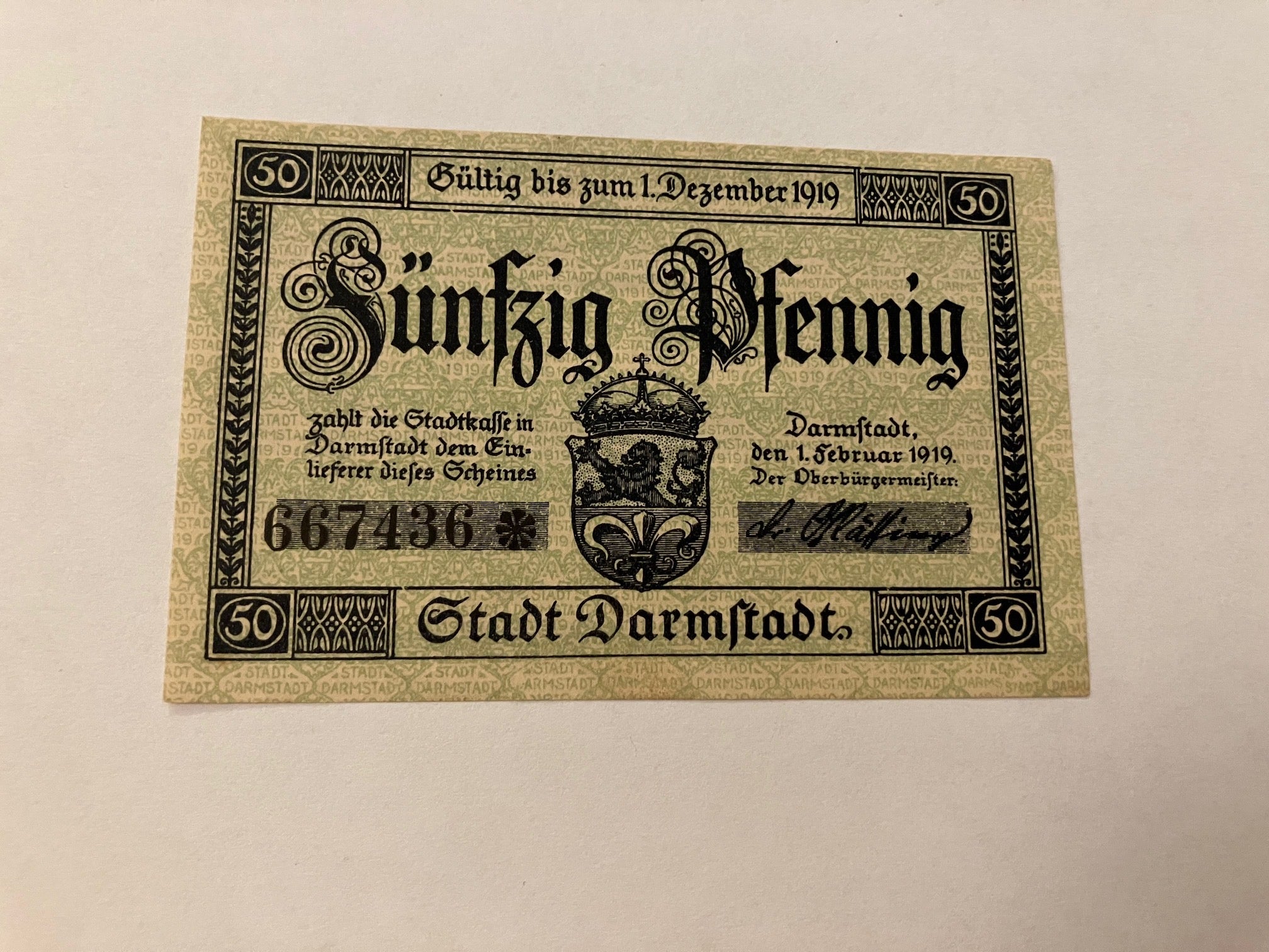 50 Pfennig Darmstadt 1919