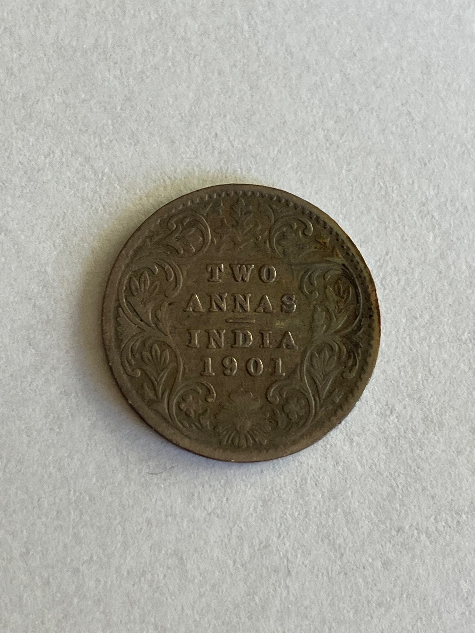 Two Annas India 1901 - Dårlig stand