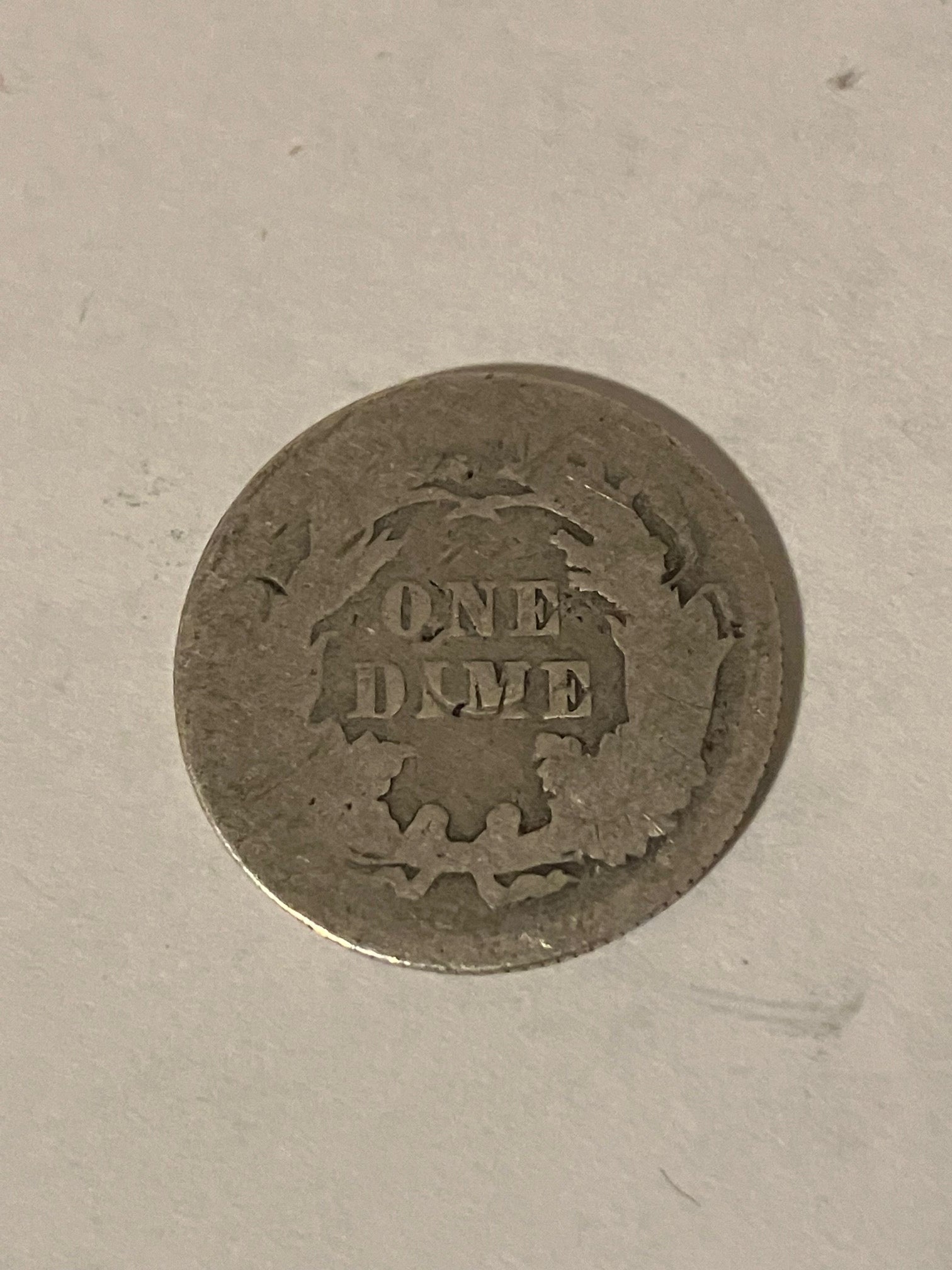 One Dime 1876 USA - Meget slidt