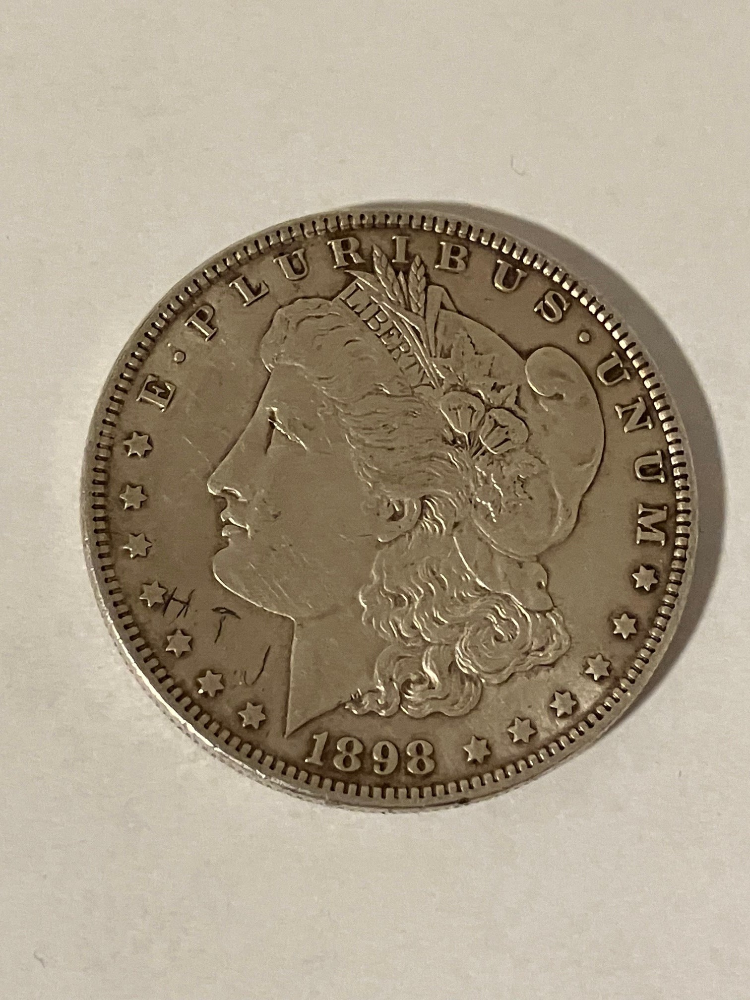 Morgan Dollar 1898 USA - Initialer indridset på revers