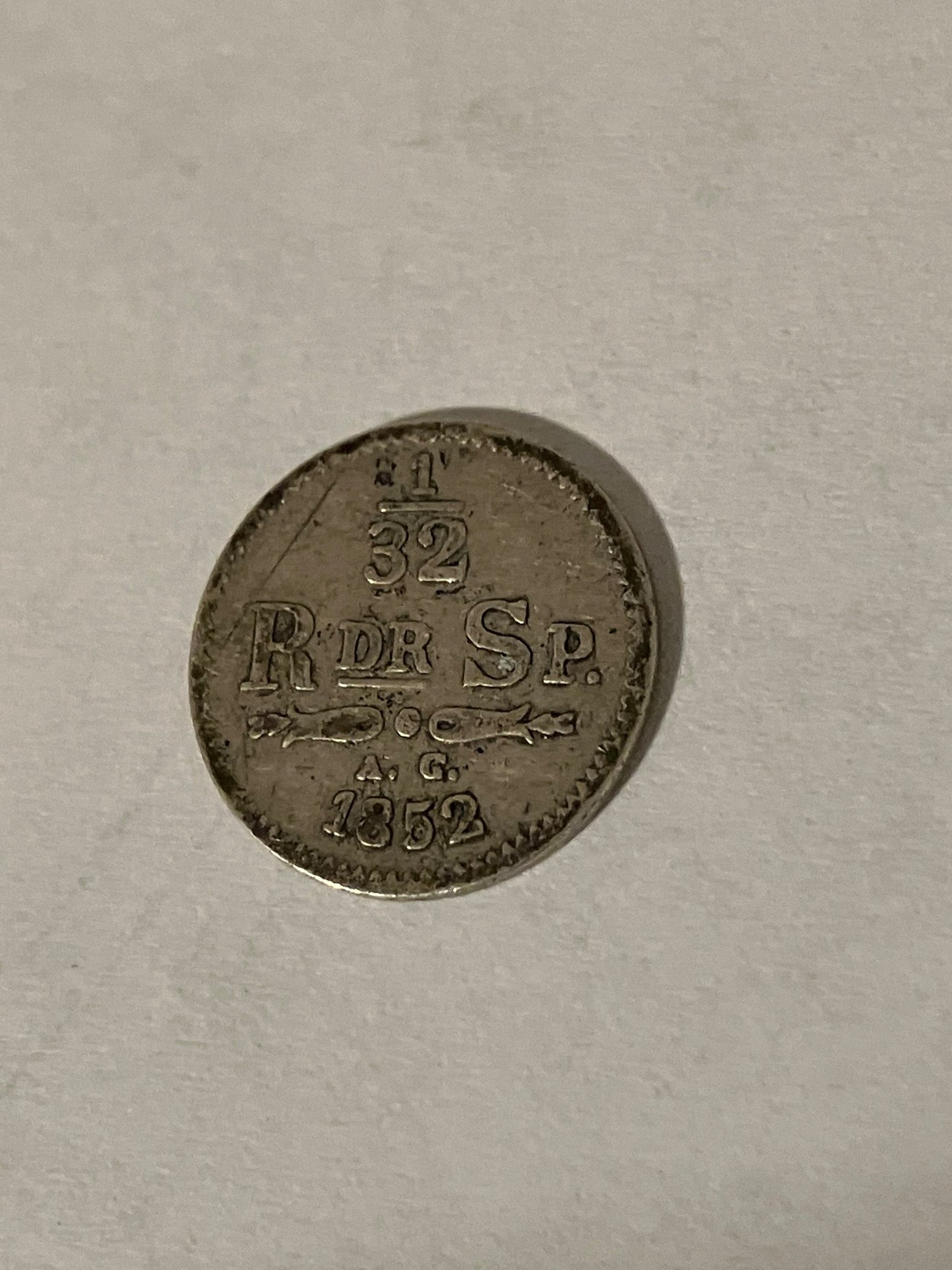 1/32 Riksdaler 1852 Sweden