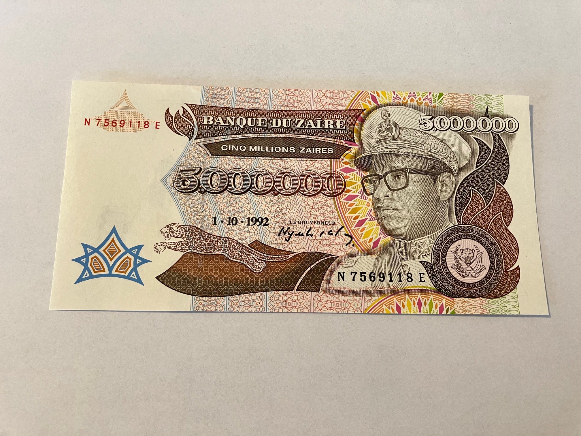 5000000 Zaires Zaire 1992