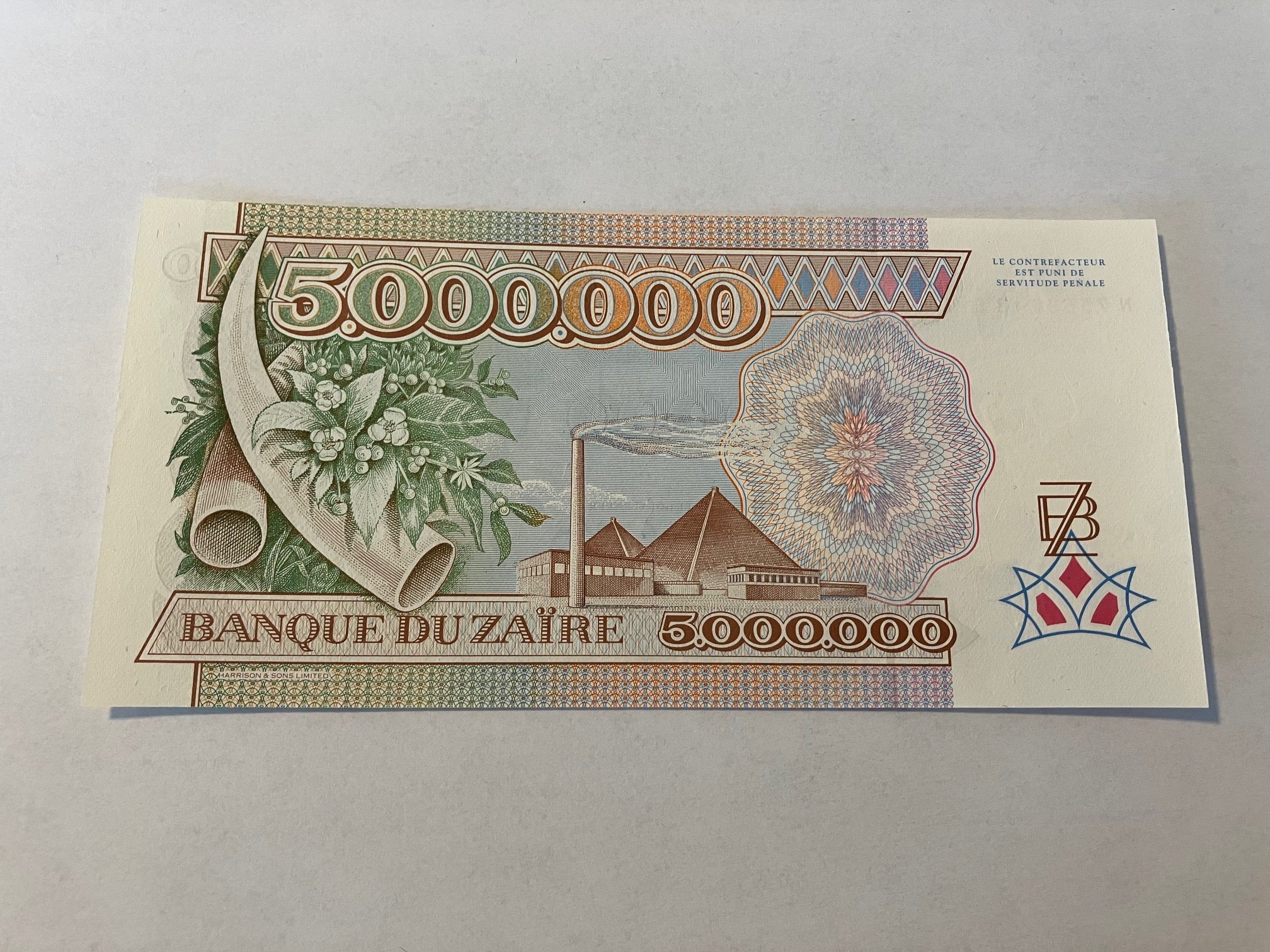 5000000 Zaires Zaire 1992