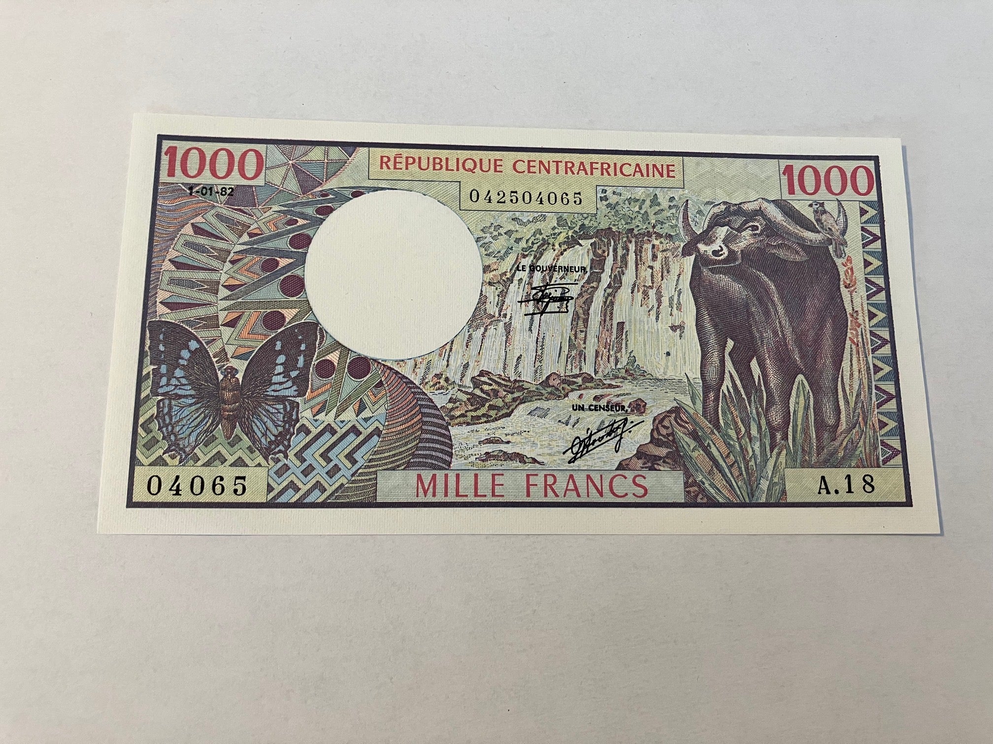 1000 Francs Central African Republic 1982