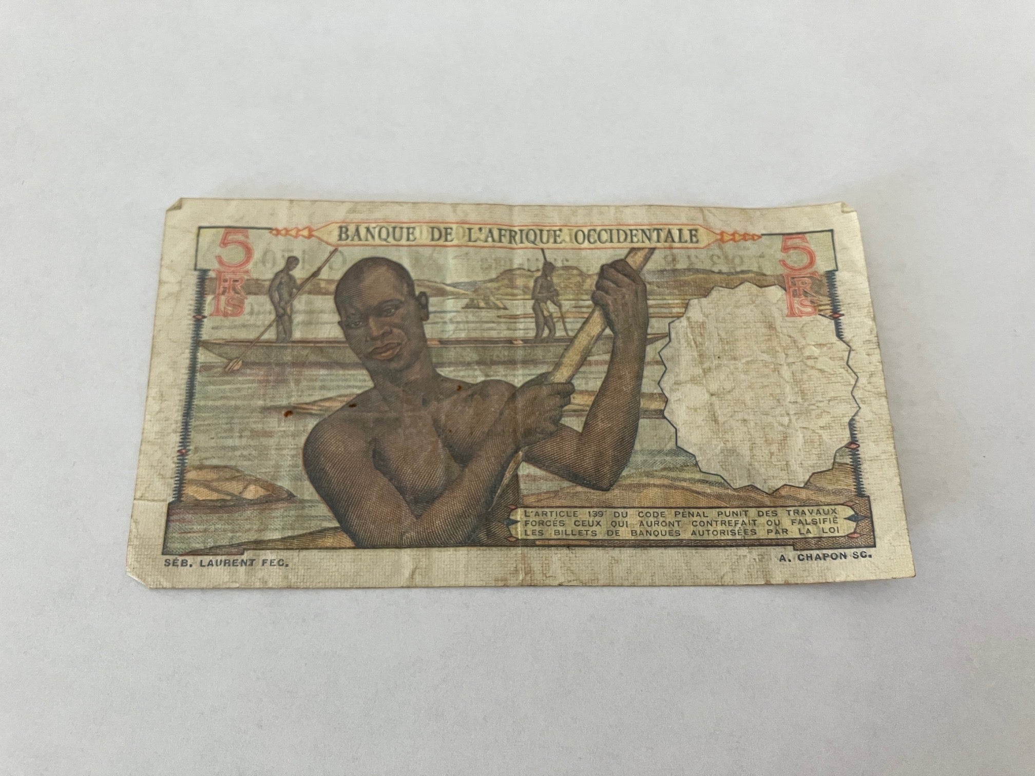 French West Africa 5 Francs 1953 - Slidt