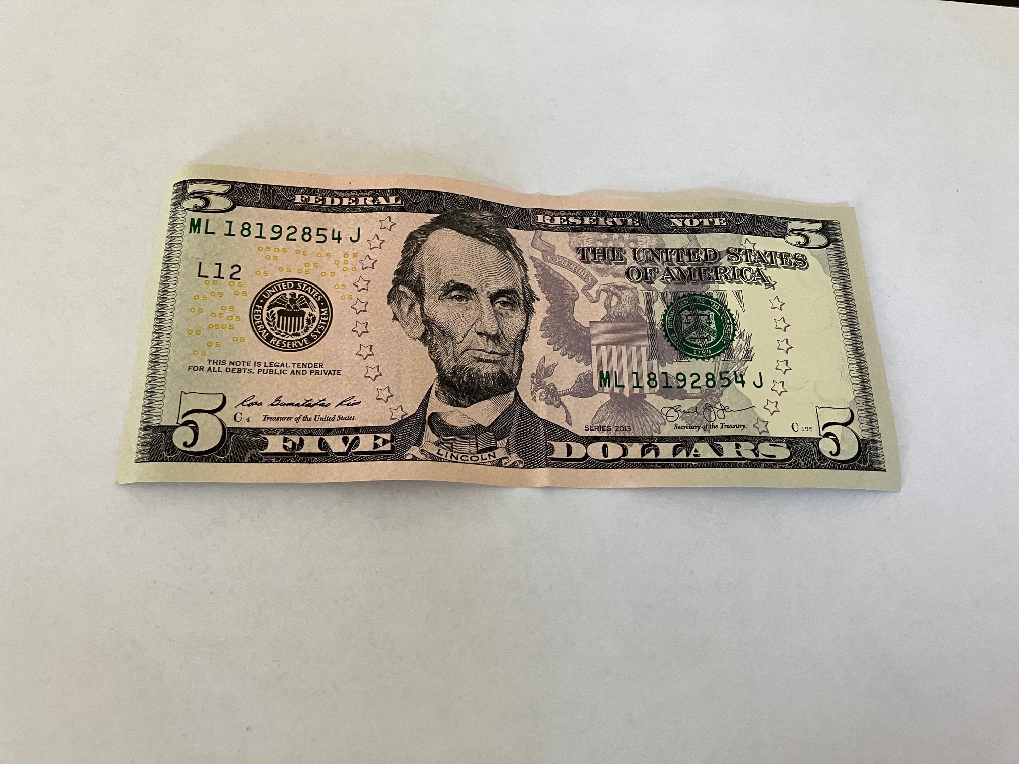 Five Dollars USA 2013