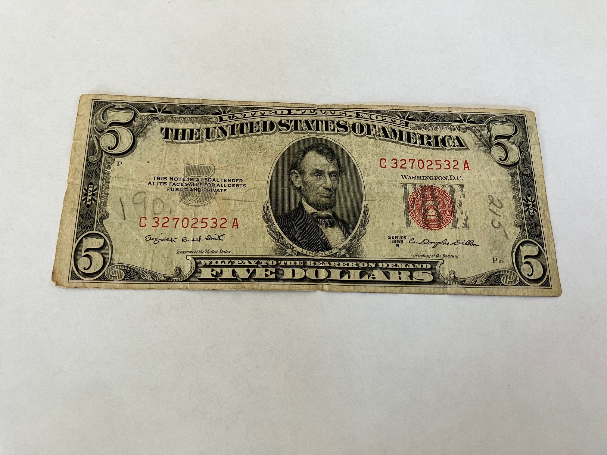 5 Dollars USA 1953 B - Dårlig stand